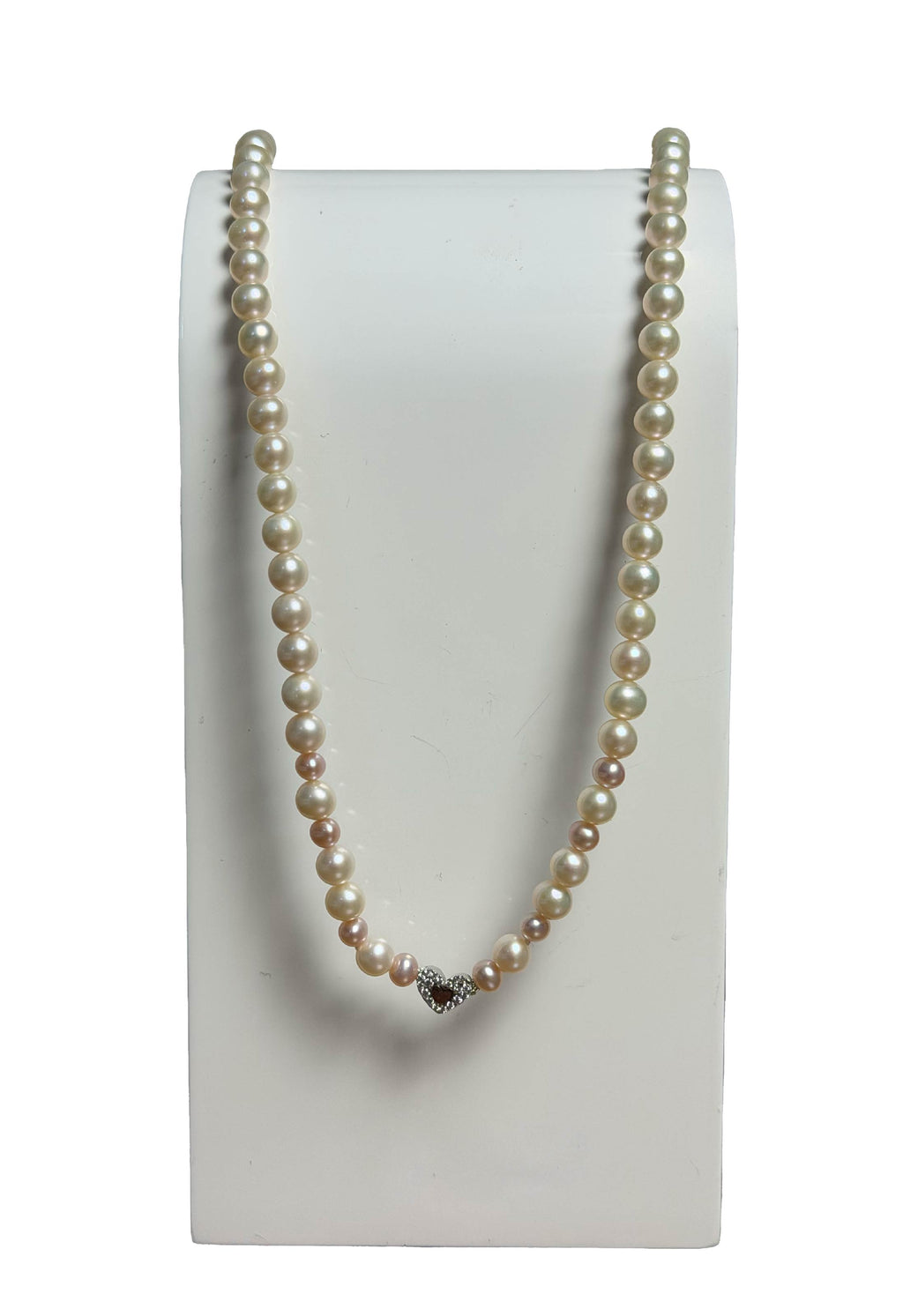 Collana di Perle Bianche e Rosa con Cuore e Zirconi Roberto Giannotti GIA475