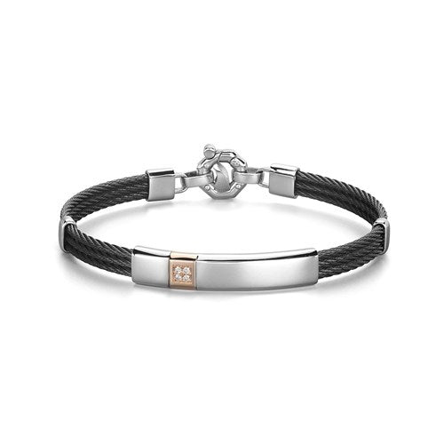 Bracciale Baraka' acciaio oro diamanti BR361131