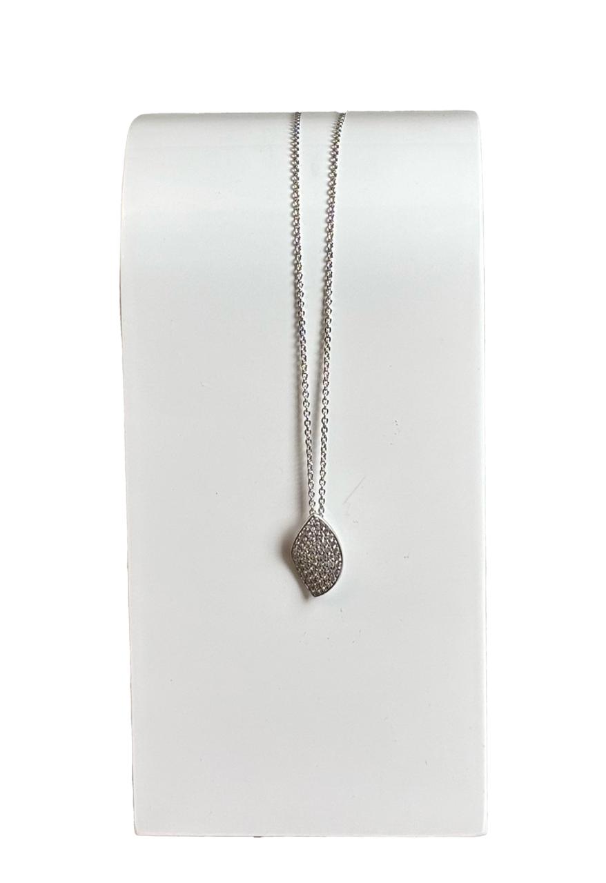 Girocollo Foglia Argento Zirconie