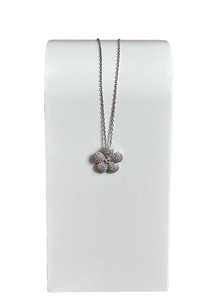 Girocollo Fiore Argento Zirconie