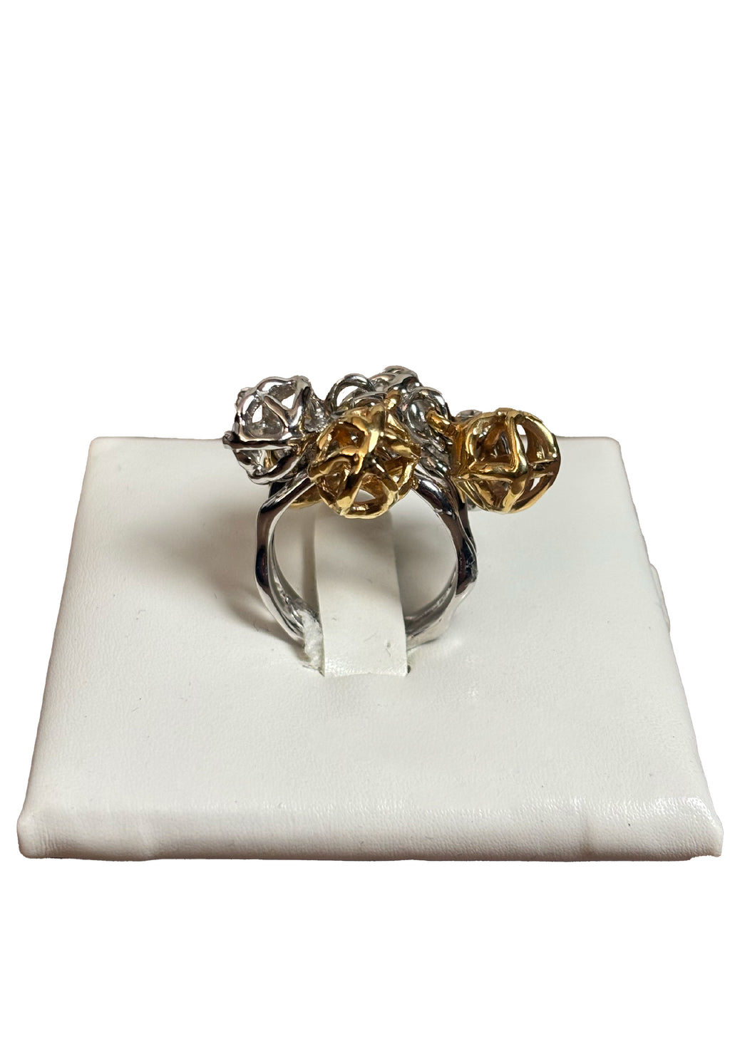 Anello charms oro giallo e bianco