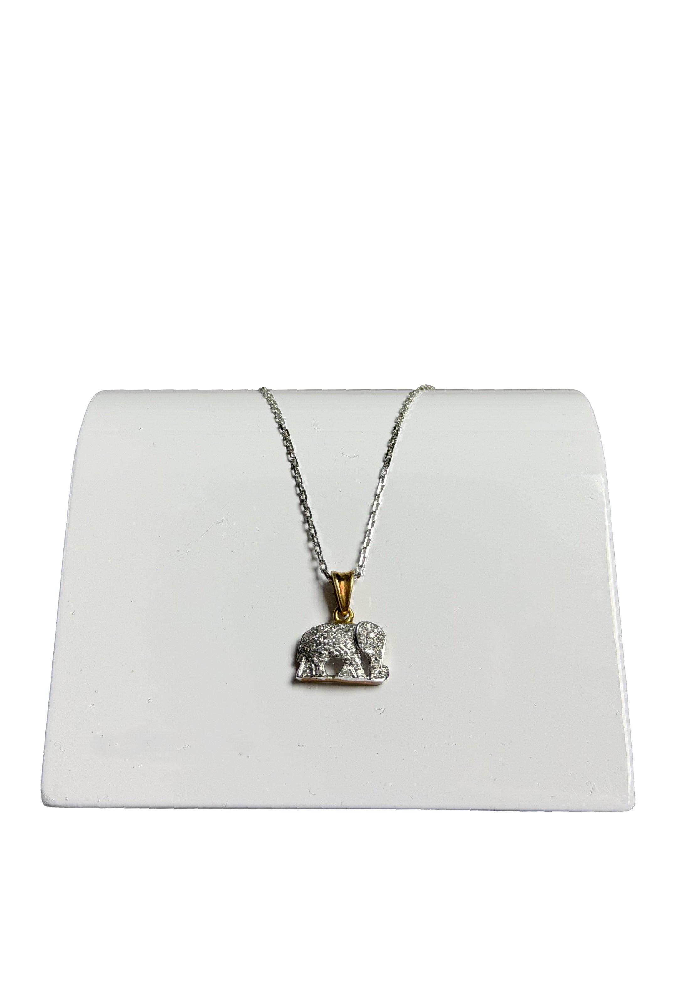 Girocollo oro bianco elefante brillanti