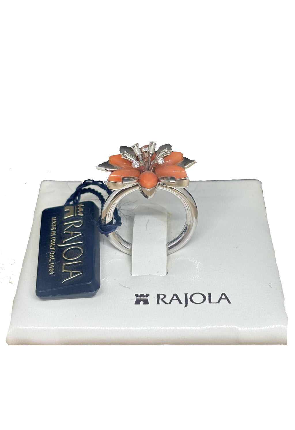 Anello Rajola Collezione Sunshine corallo brillanti