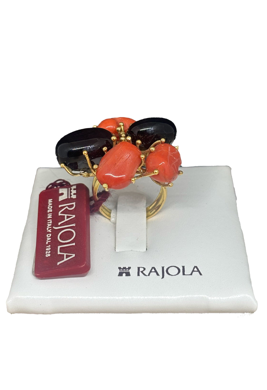 Anello Rajola Collezione Patchwork Corallo Onice