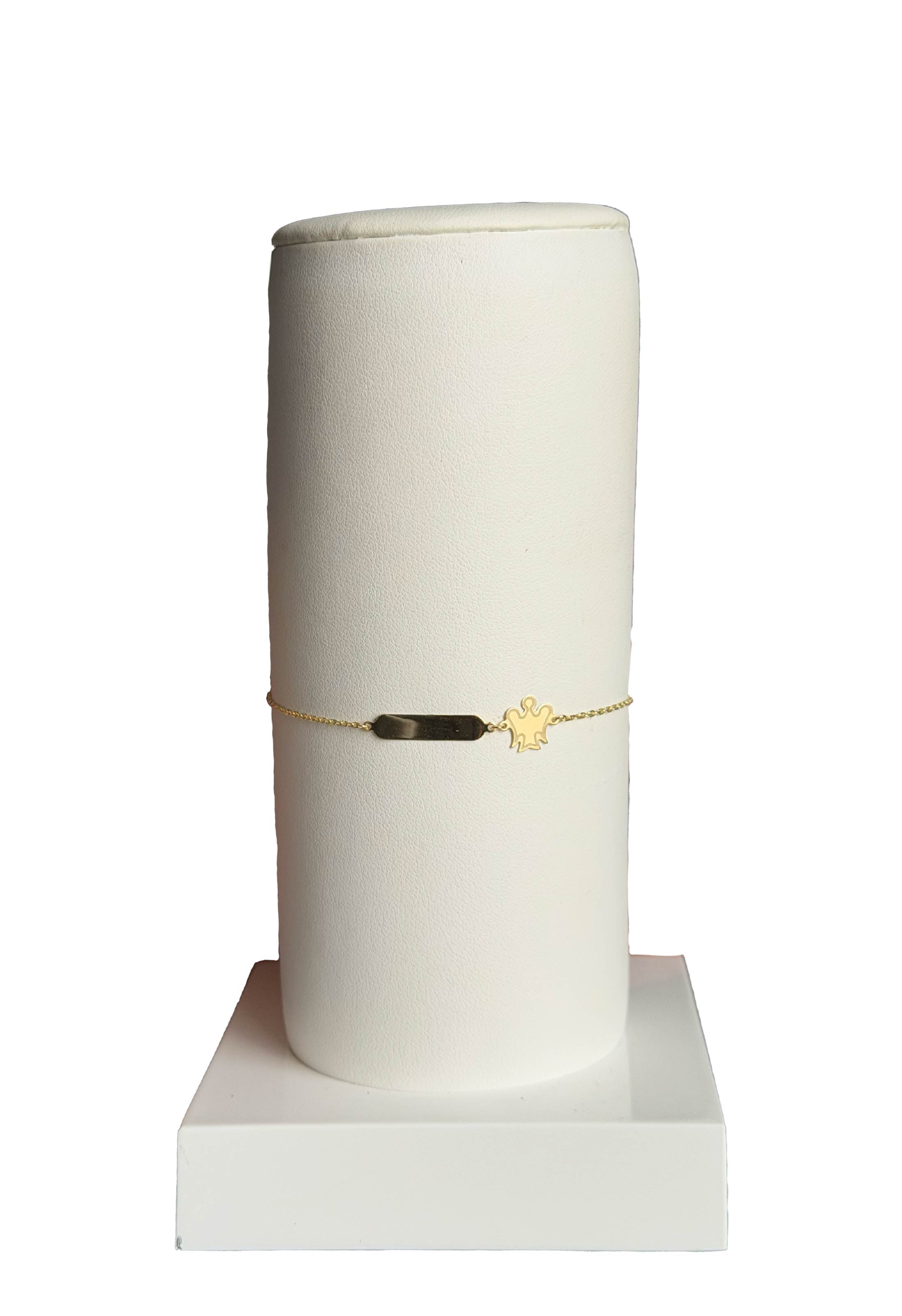 Bracciale oro bambino/a con targhetta e angelo Roberto Giannotti