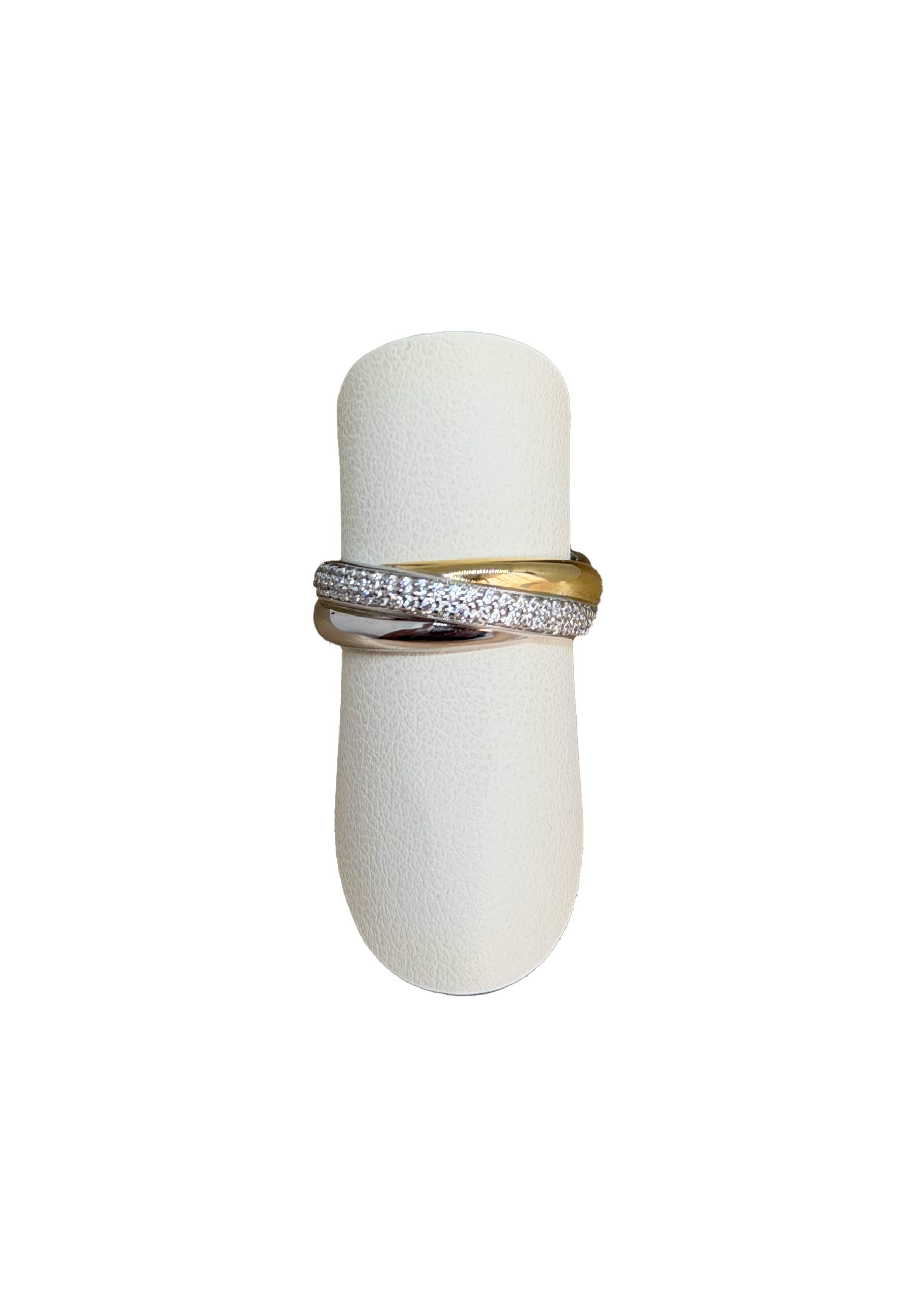 Anello incrocio doppia fede zirconi