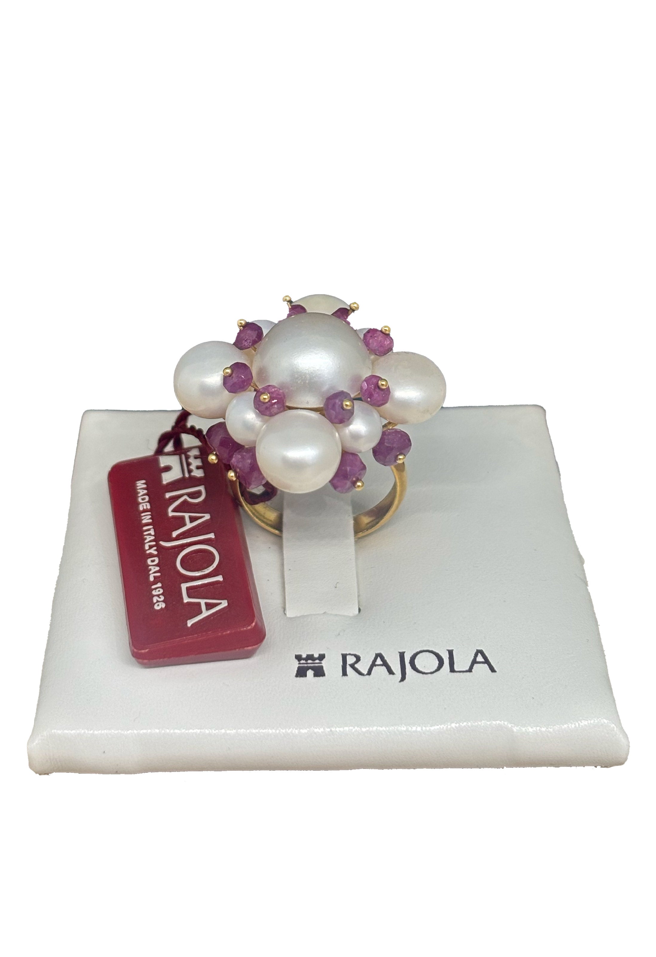 Anello Rajola Bouquet Perle Rubini
