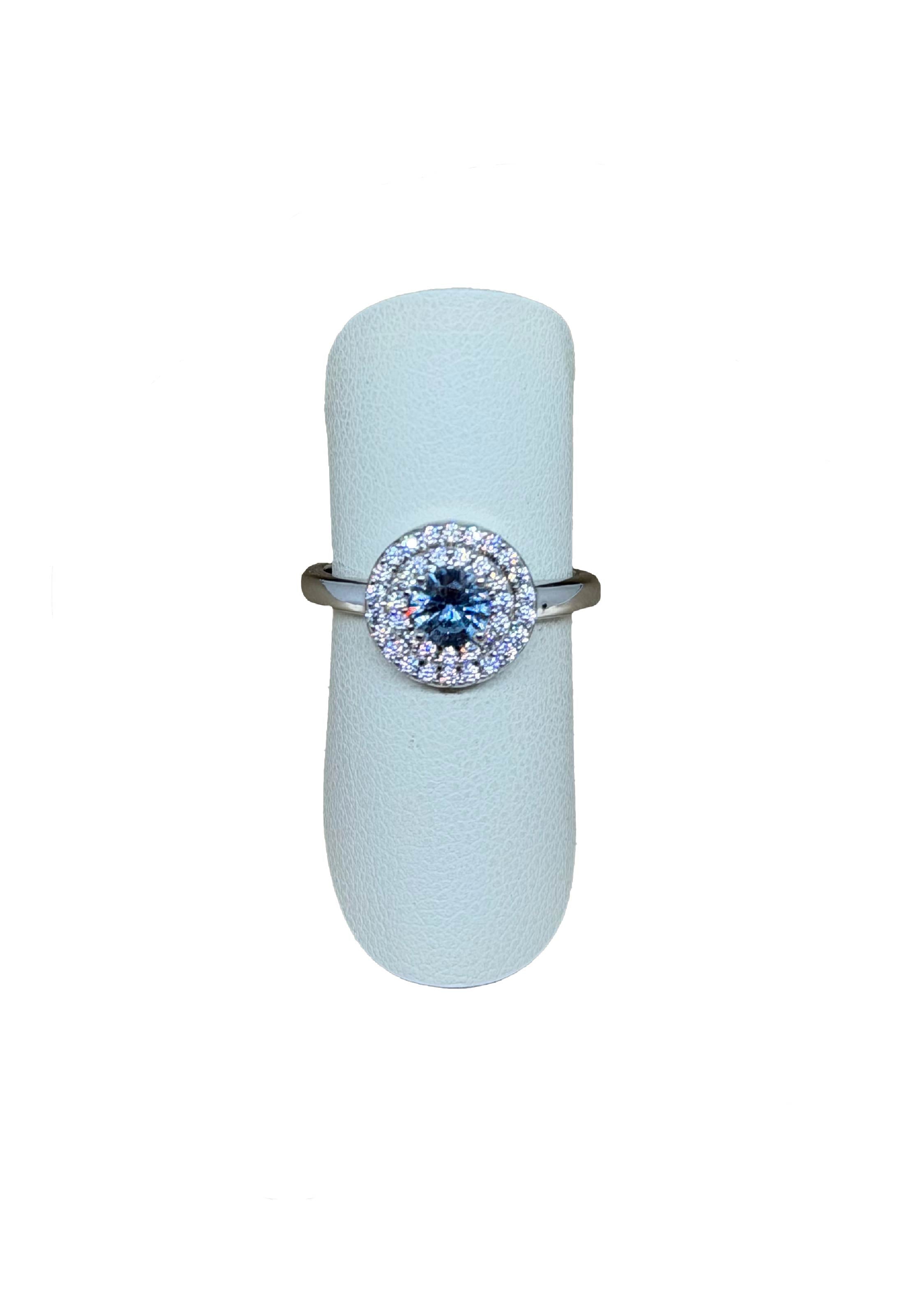 Anello acquamarina e zirconi
