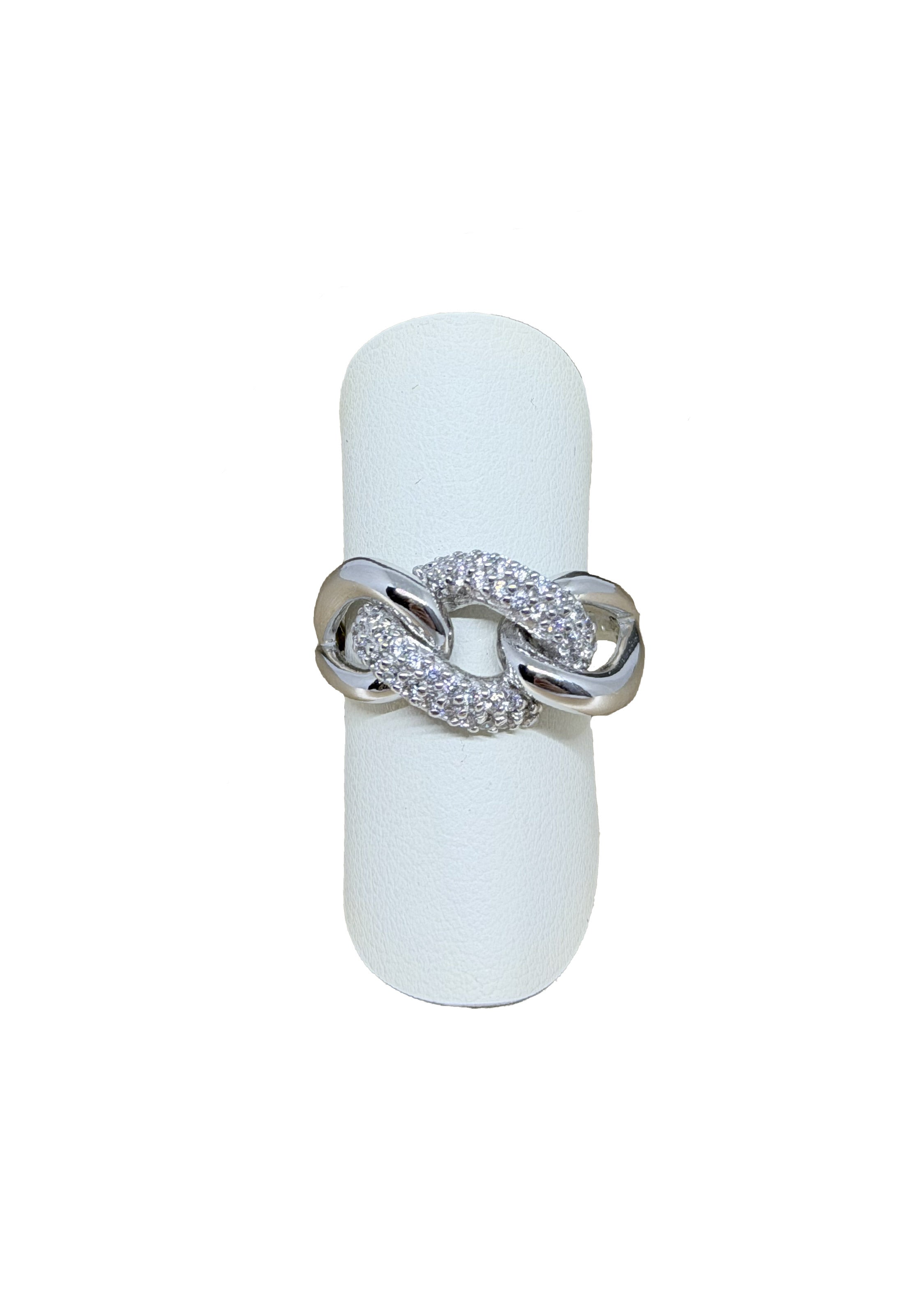 Anello maglia oro con zirconie