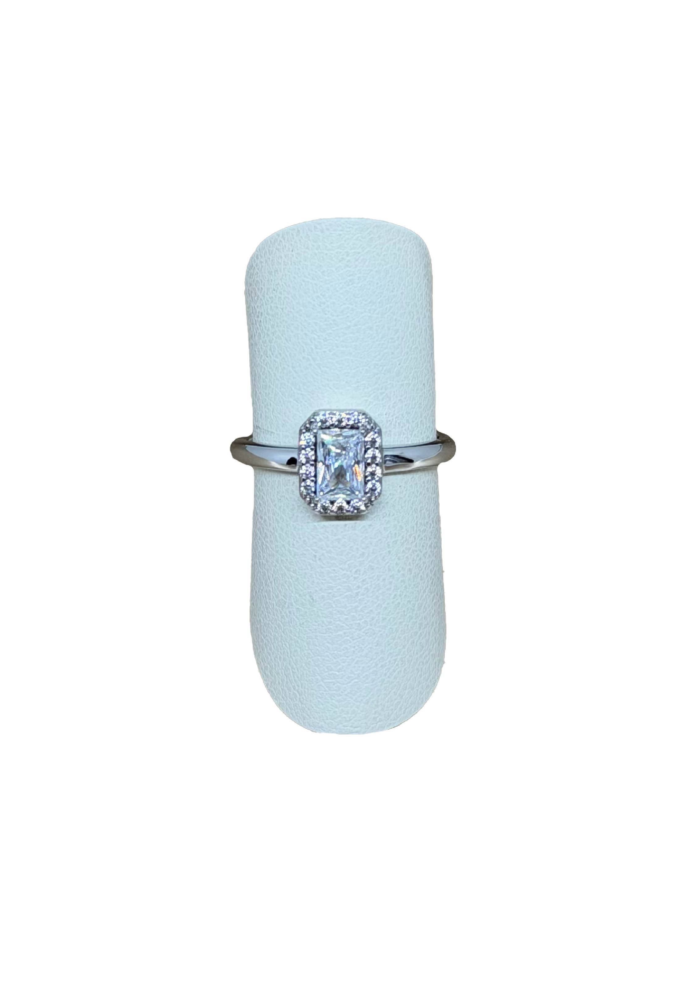 Anello zircone centrale ottagonale