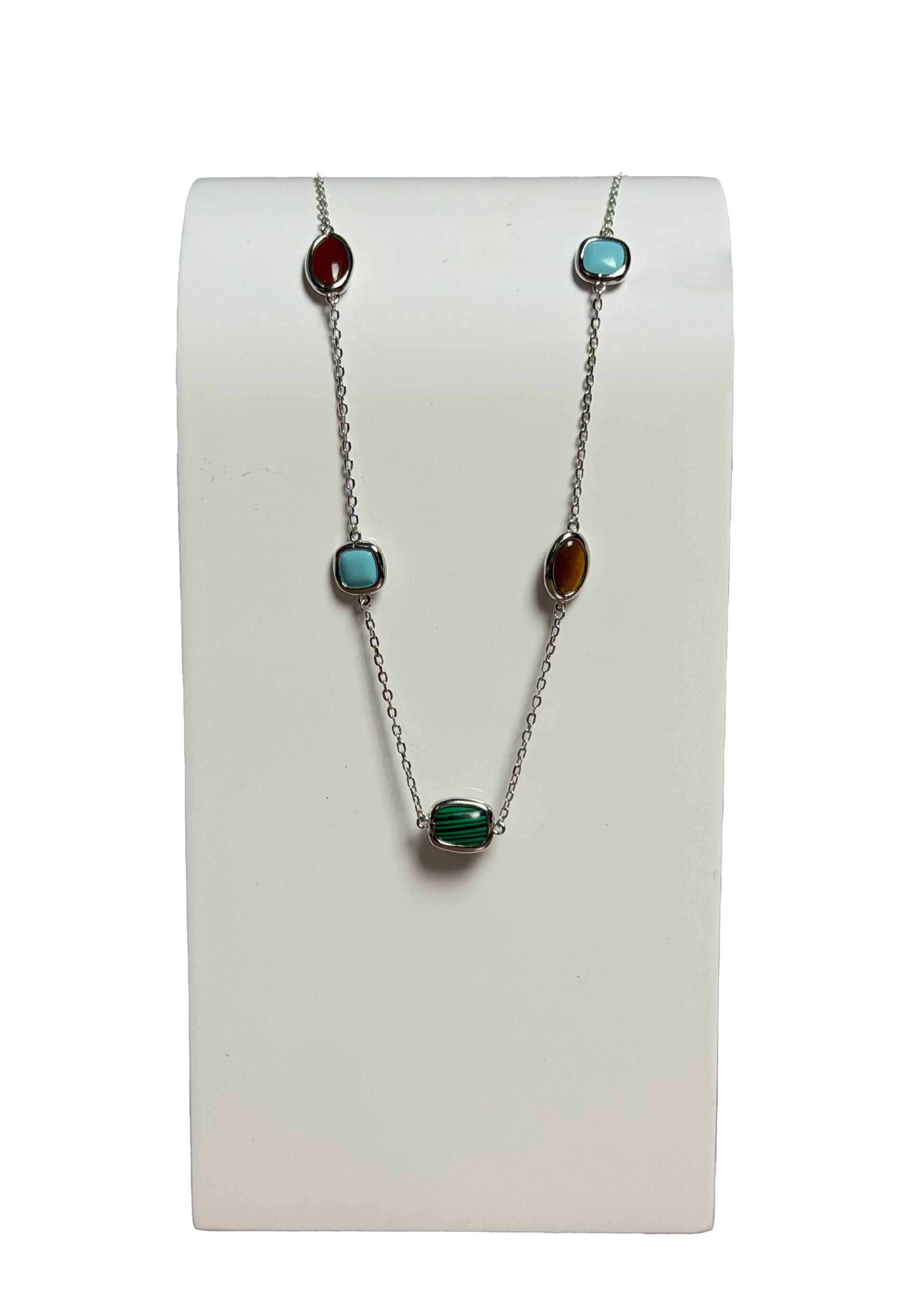 Girocollo catena diamantata e pietre multicolor
