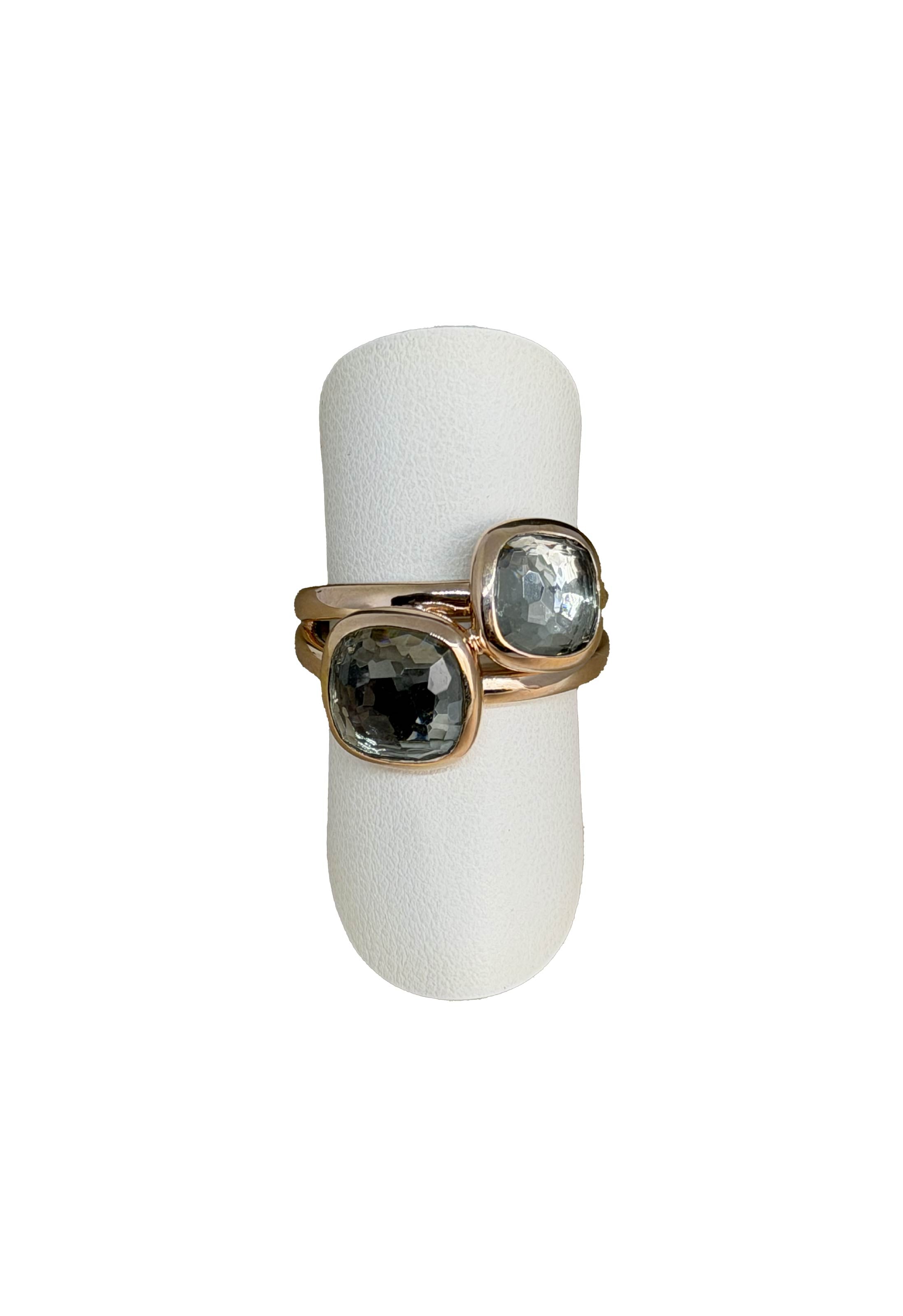 Anello Ti sento doppio quarzo idrotermale