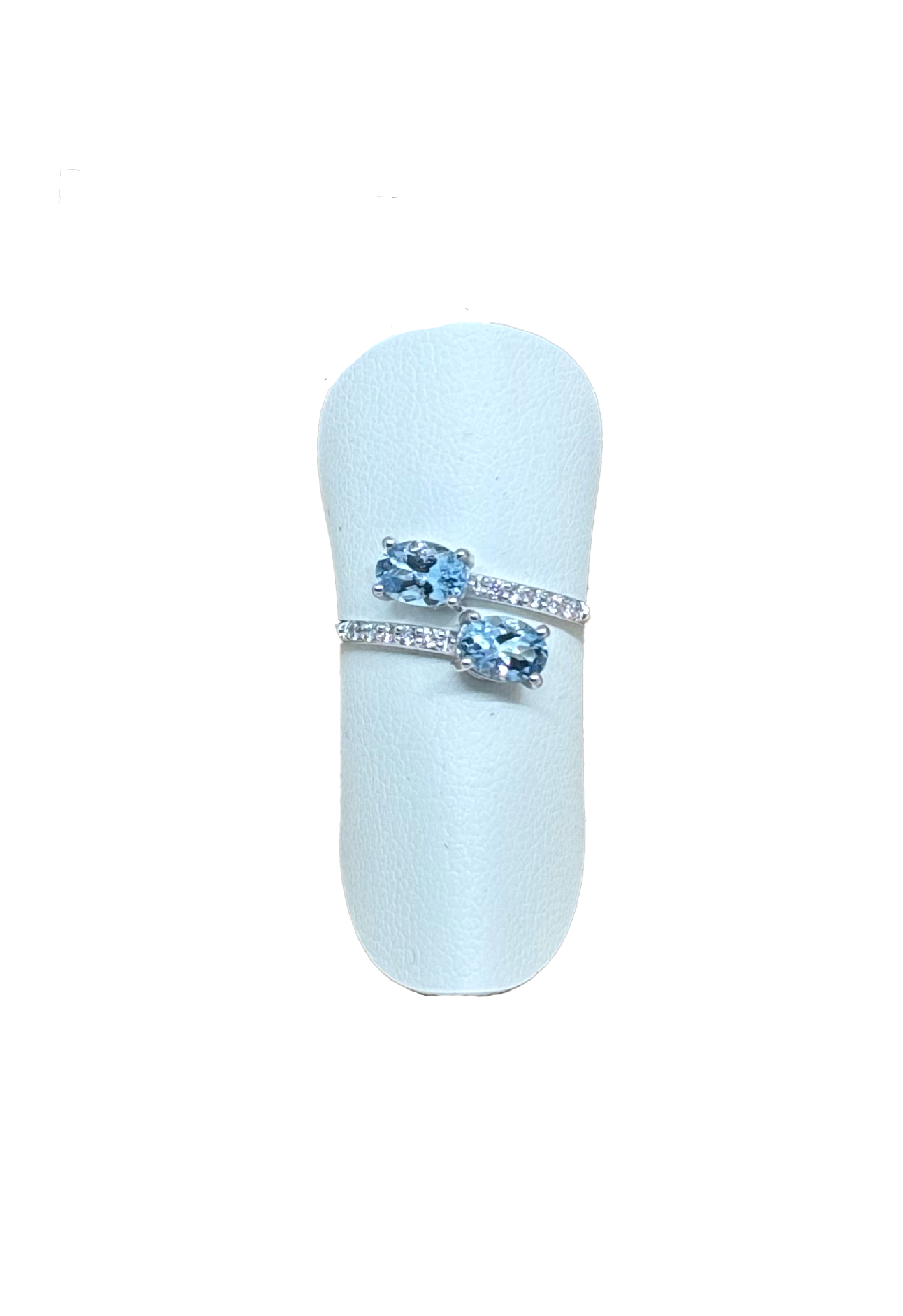 Anello contrariè acquamarina brillanti