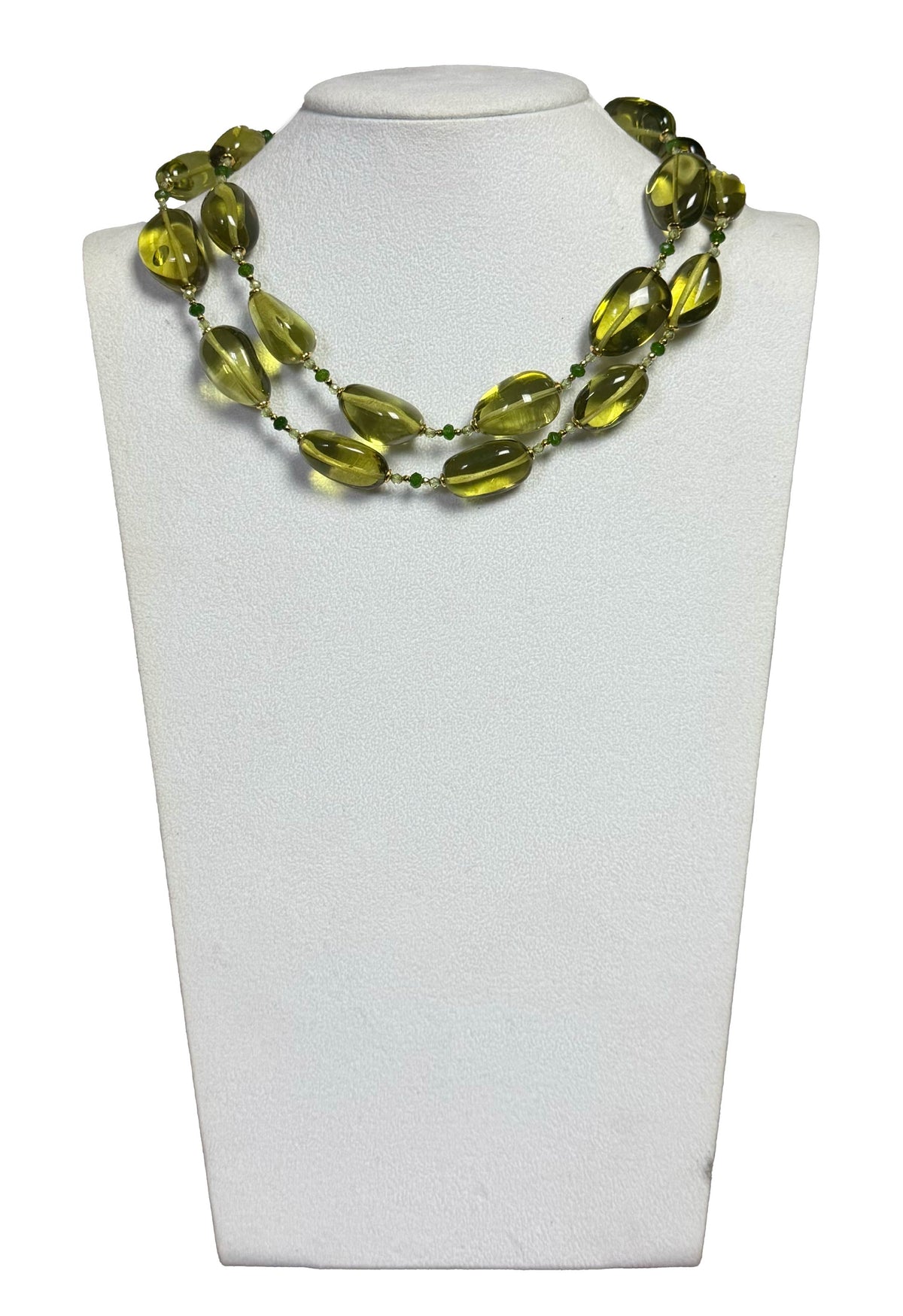 Collana ambra naturale di Santo Domingo con inserti di peridoto