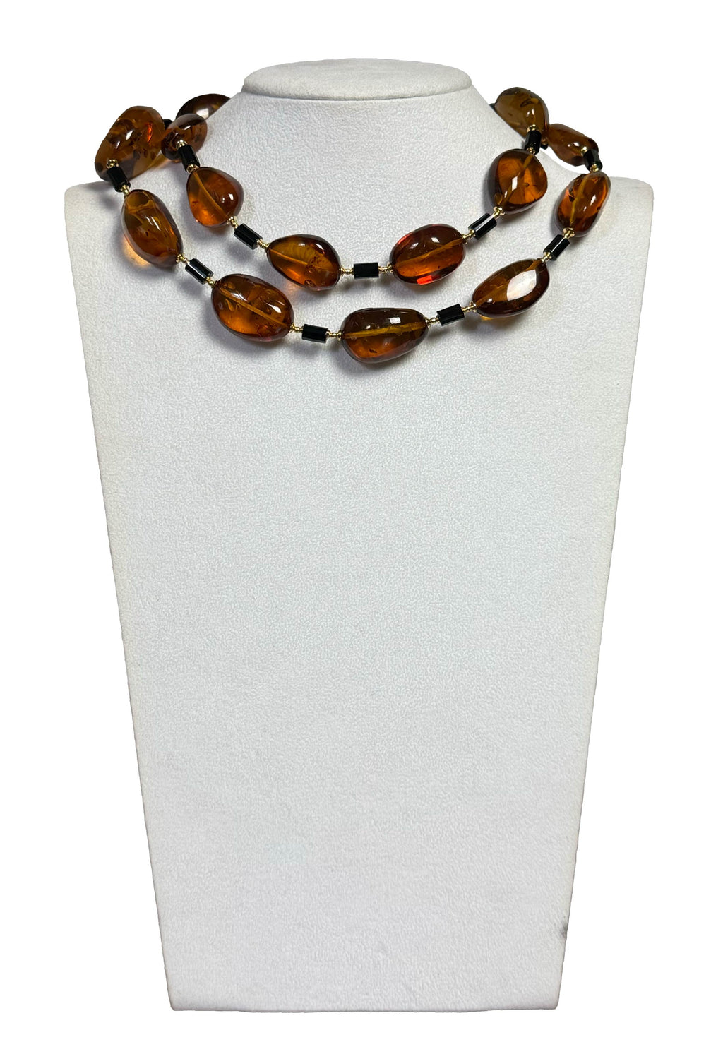 Collana in ambra baltica naturale scalare con inserti in onice