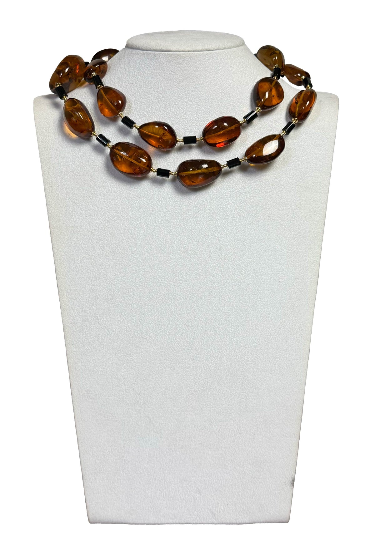 Collana in ambra baltica naturale scalare con inserti in onice