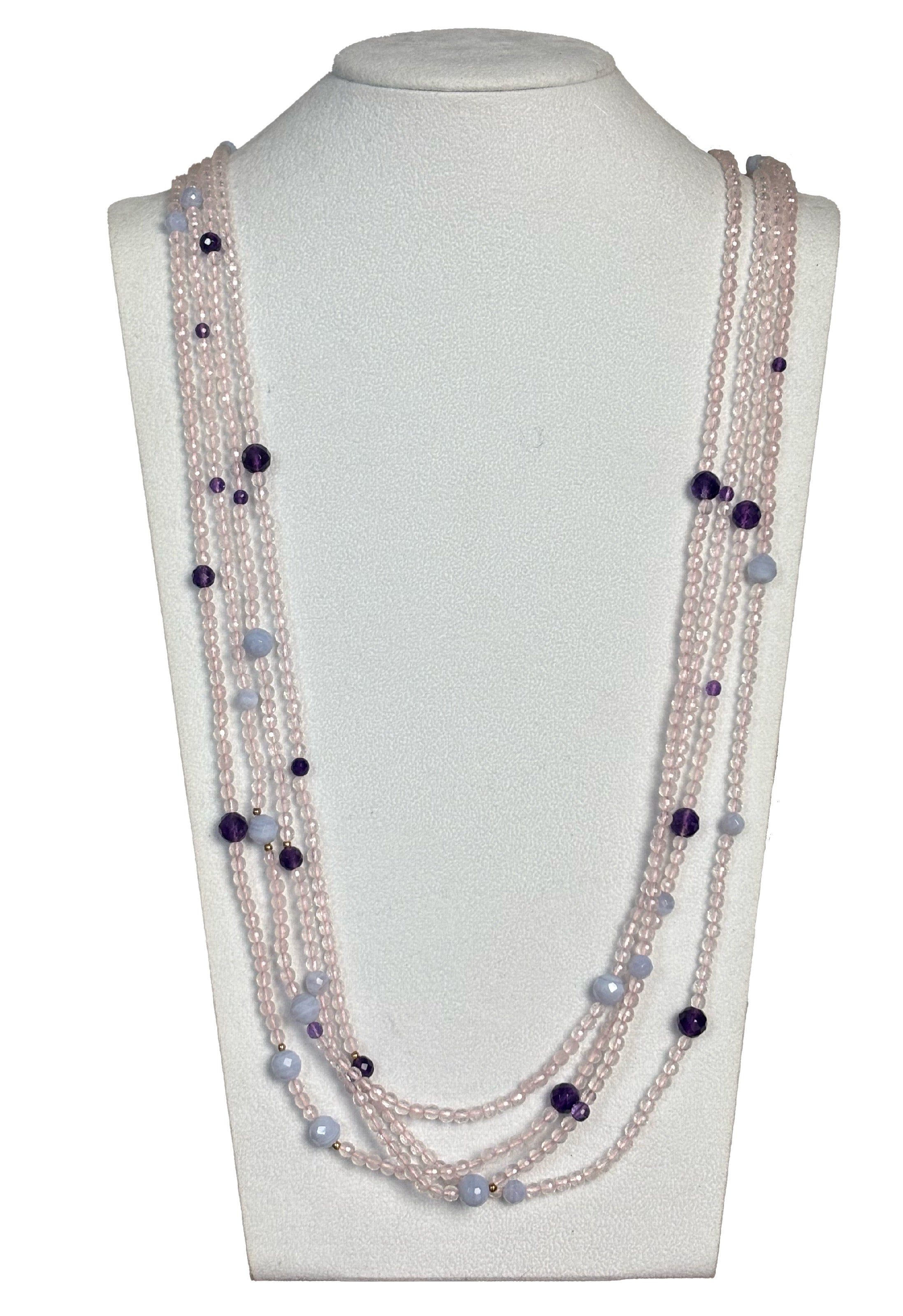 Collana quarzi calcedonio oro