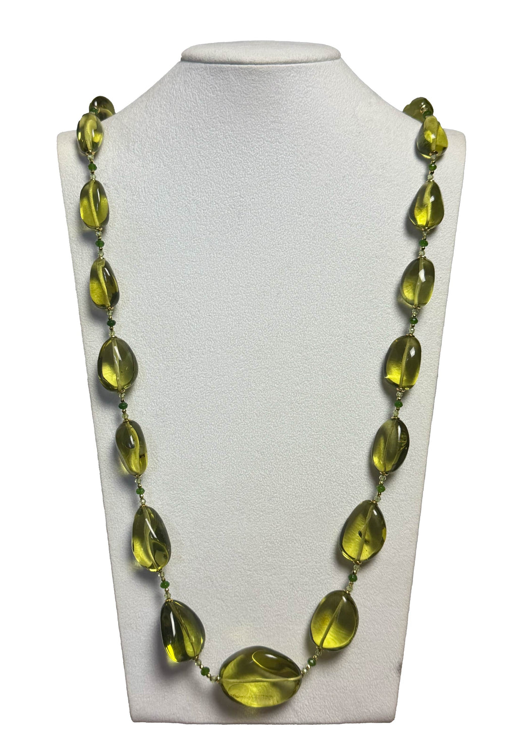 Collana ambra naturale di Santo Domingo con inserti di peridoto