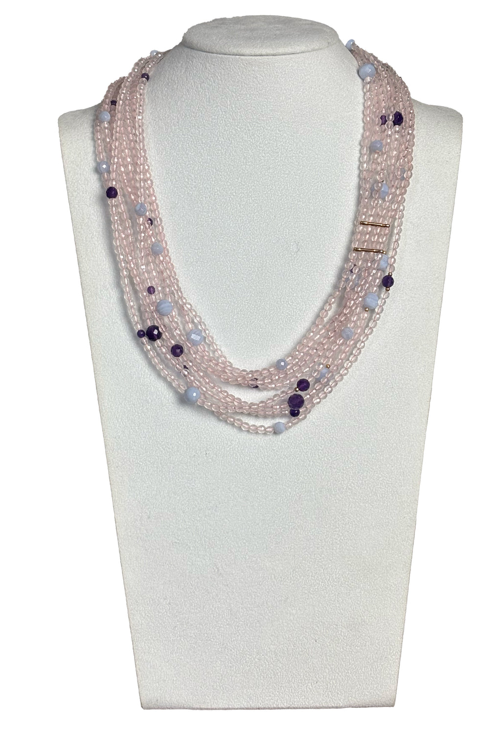 Collana quarzi calcedonio oro