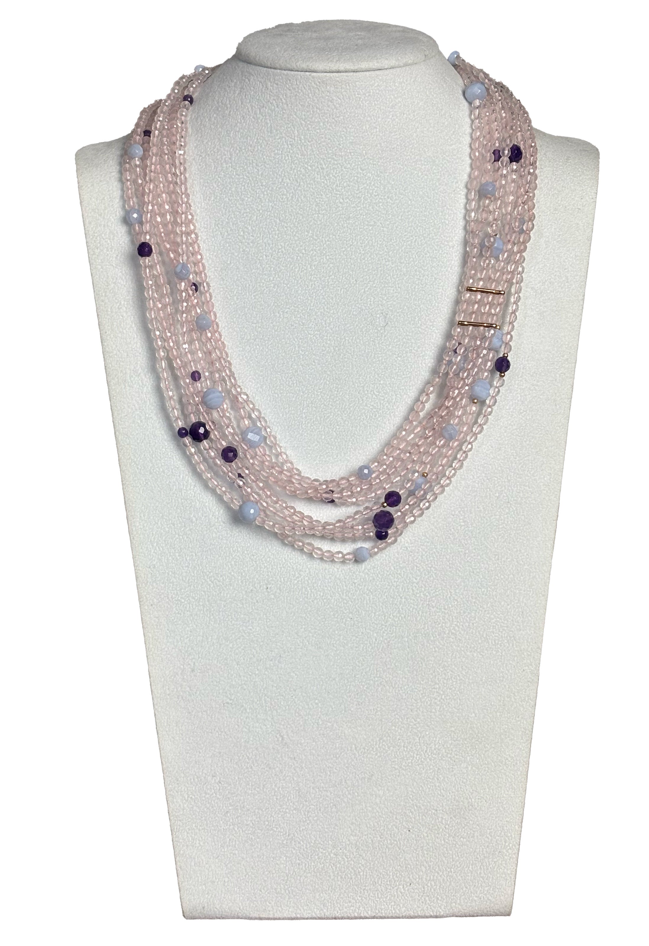 Collana quarzi calcedonio oro