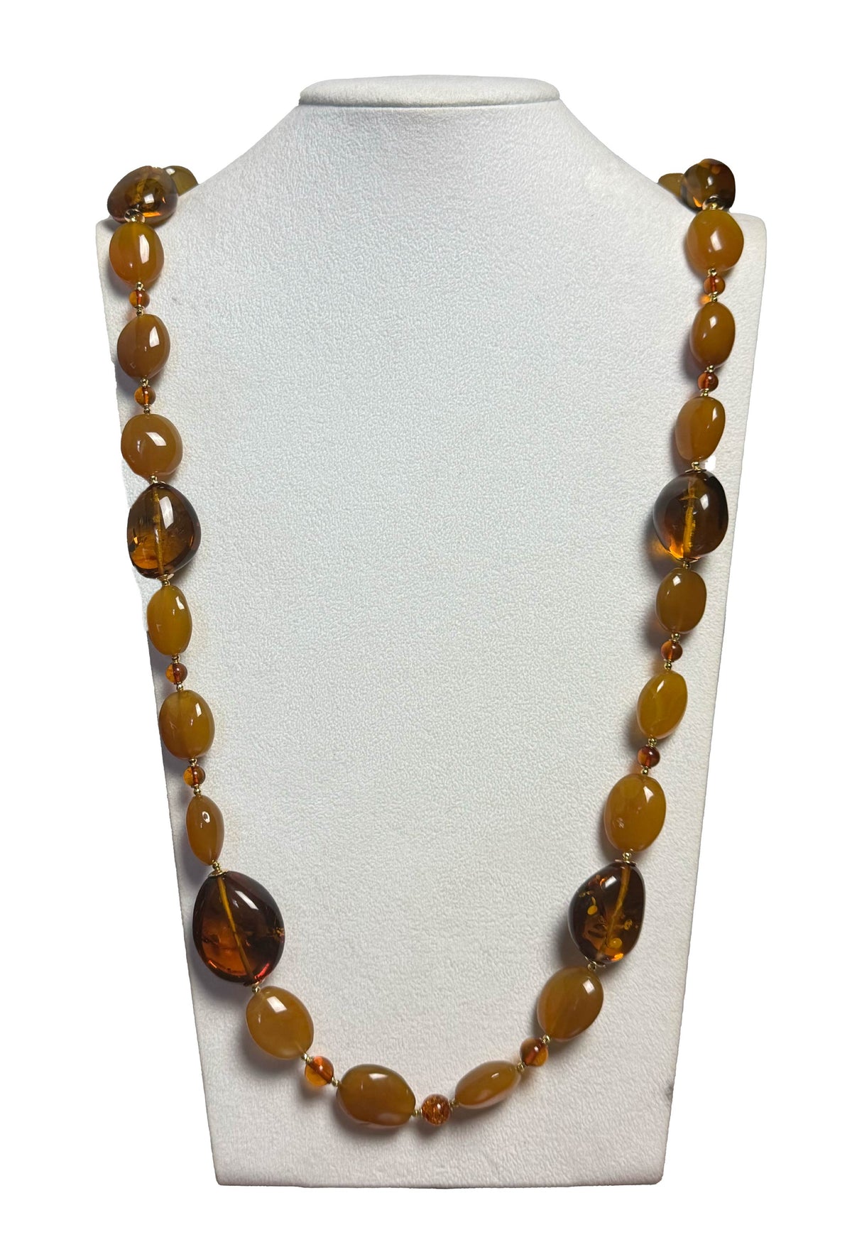 Collana in ambra baltica naturale e inserti ambra sferica