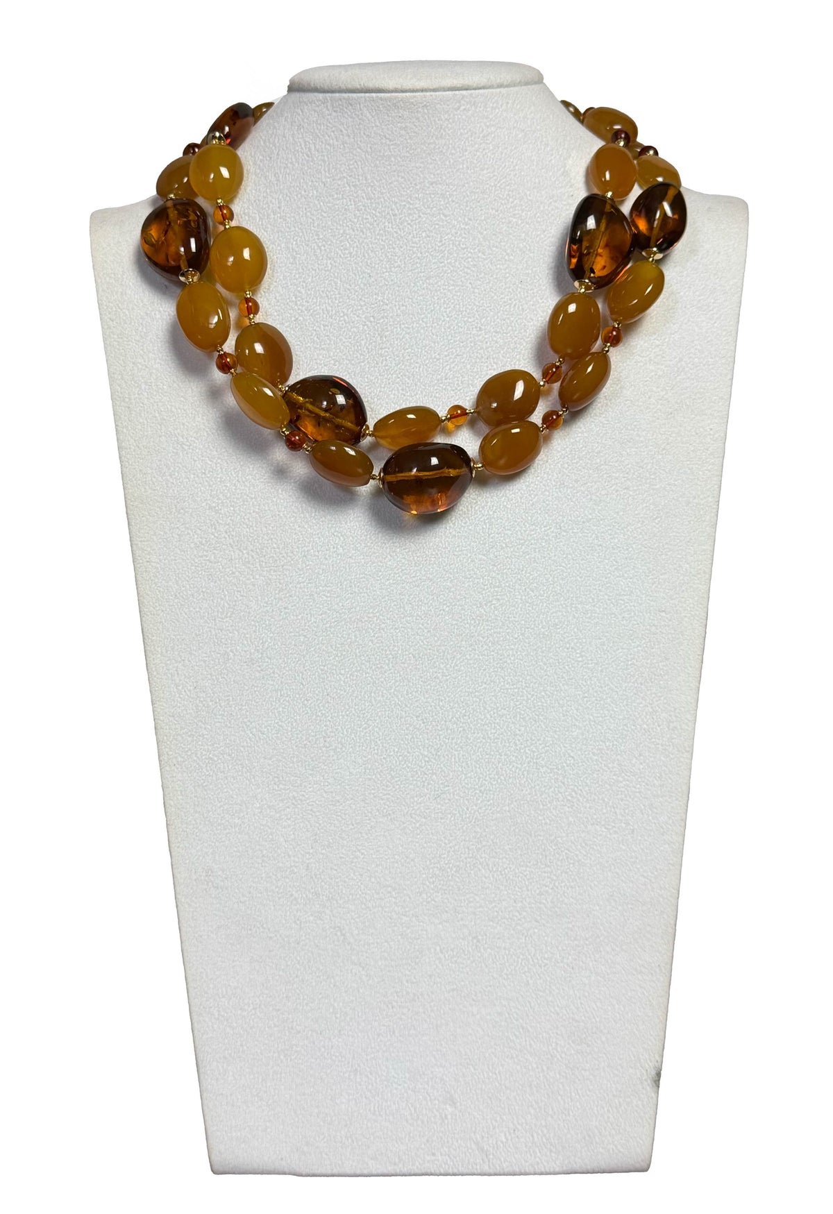 Collana in ambra baltica naturale e inserti ambra sferica