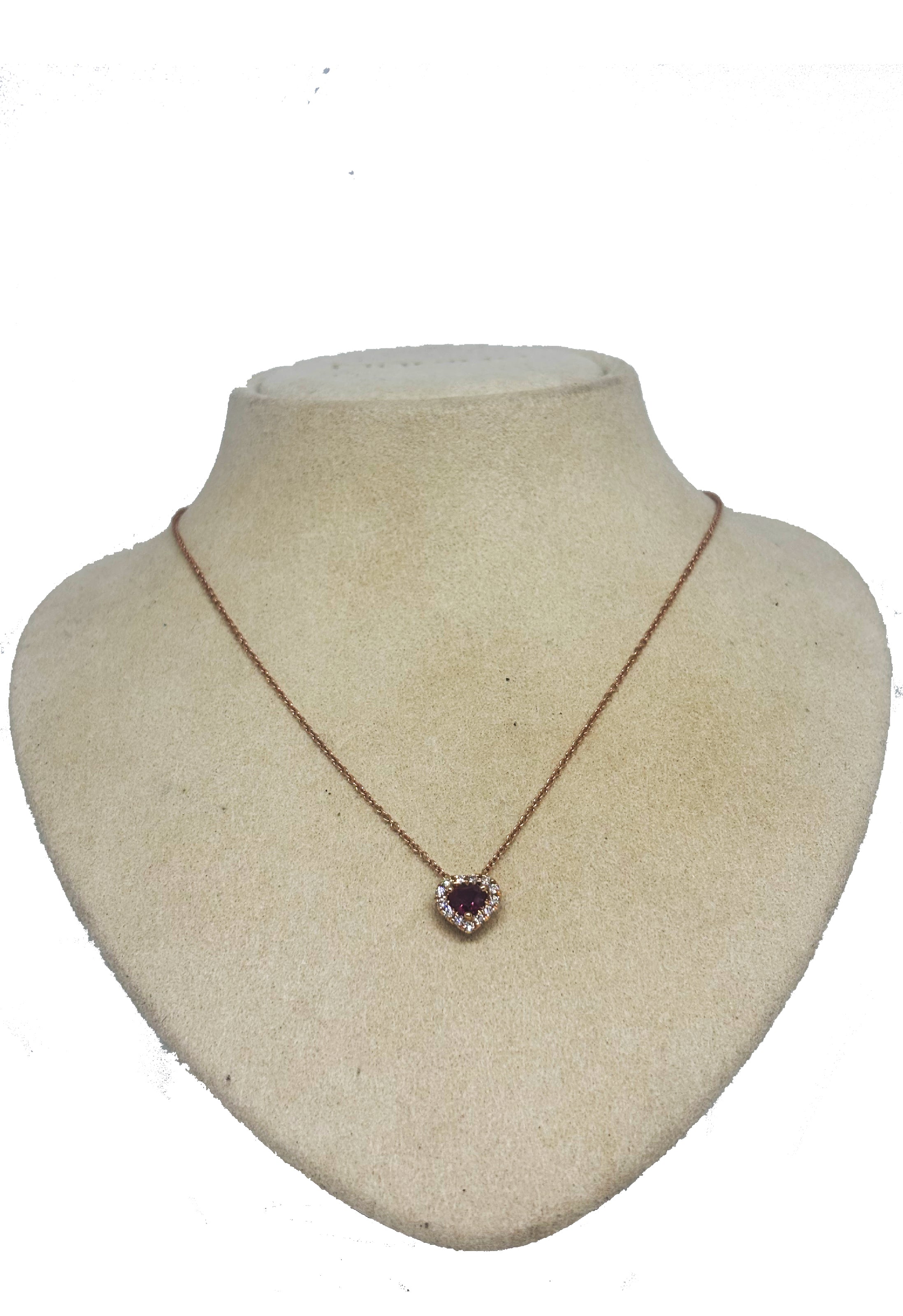 Girocollo cuore rubino oro rosa