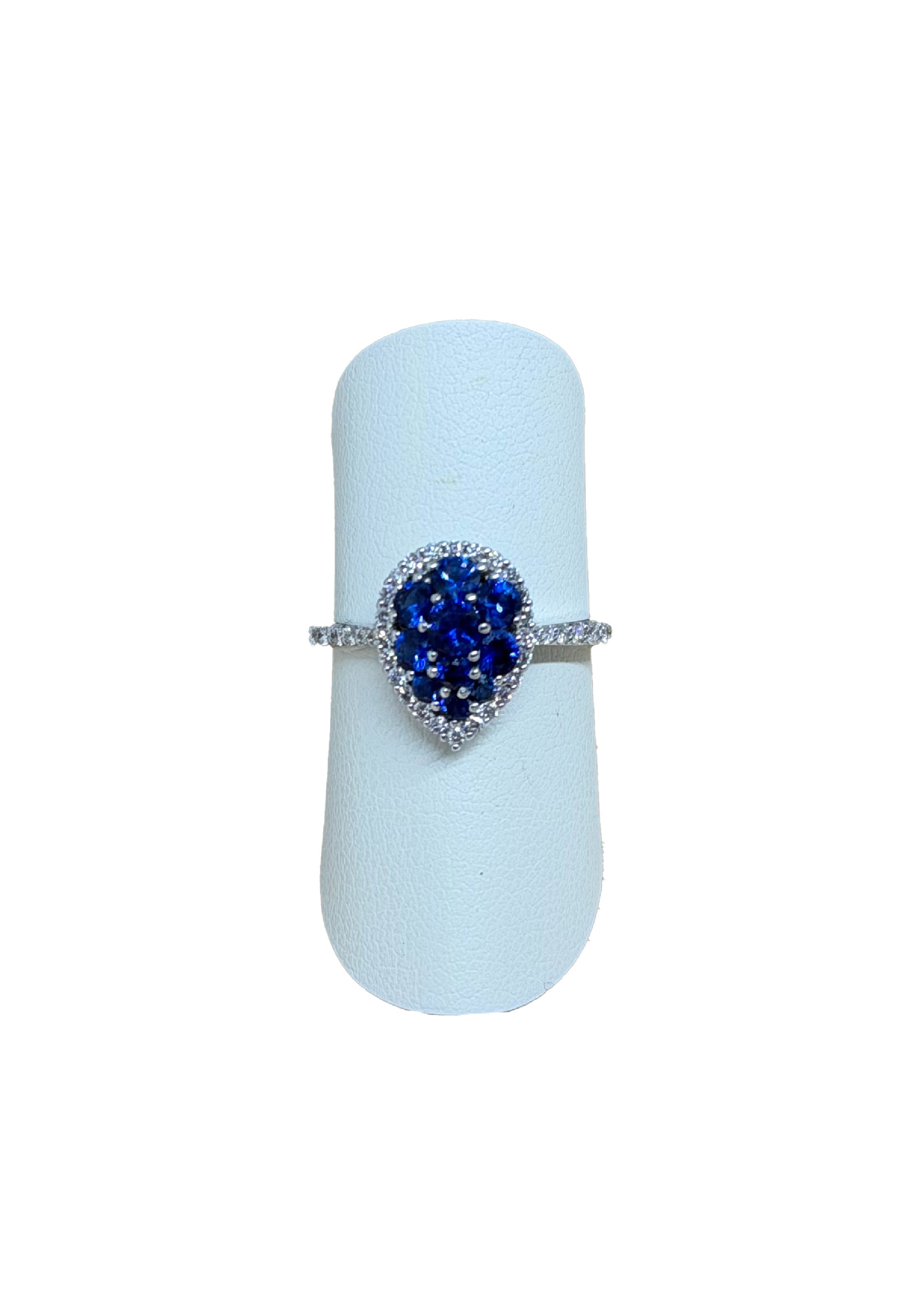 Anello goccia zaffiri brillanti Leo pizzo