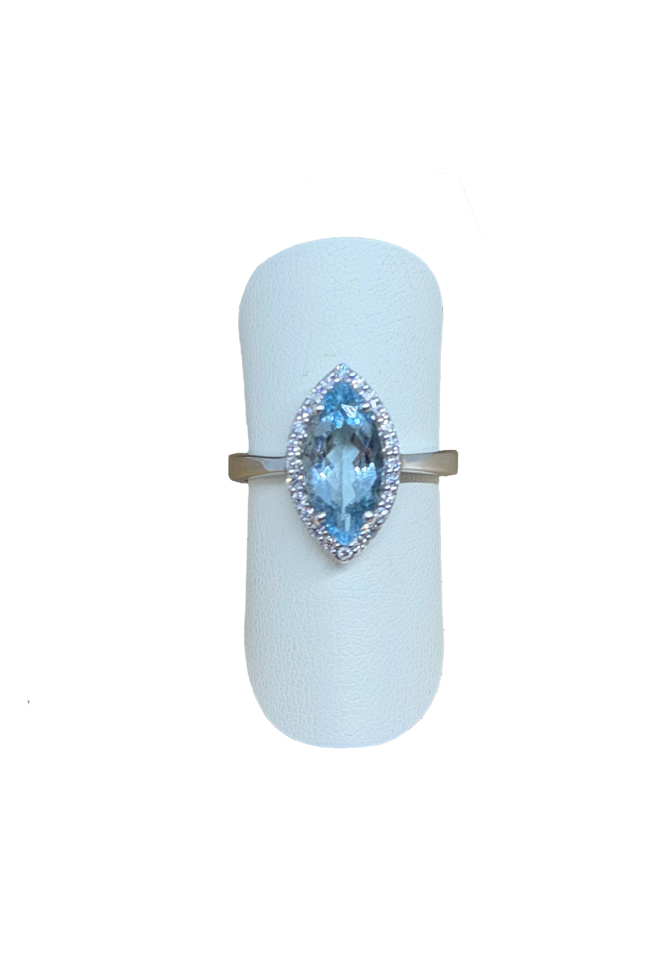 Anello acquamarina Navette brillanti