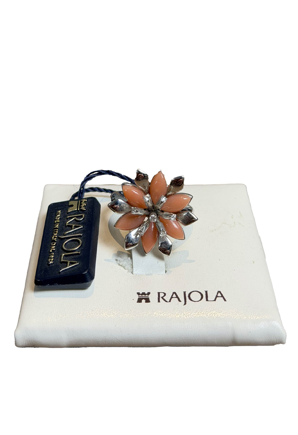 Anello Rajola Collezione Sunshine corallo brillanti