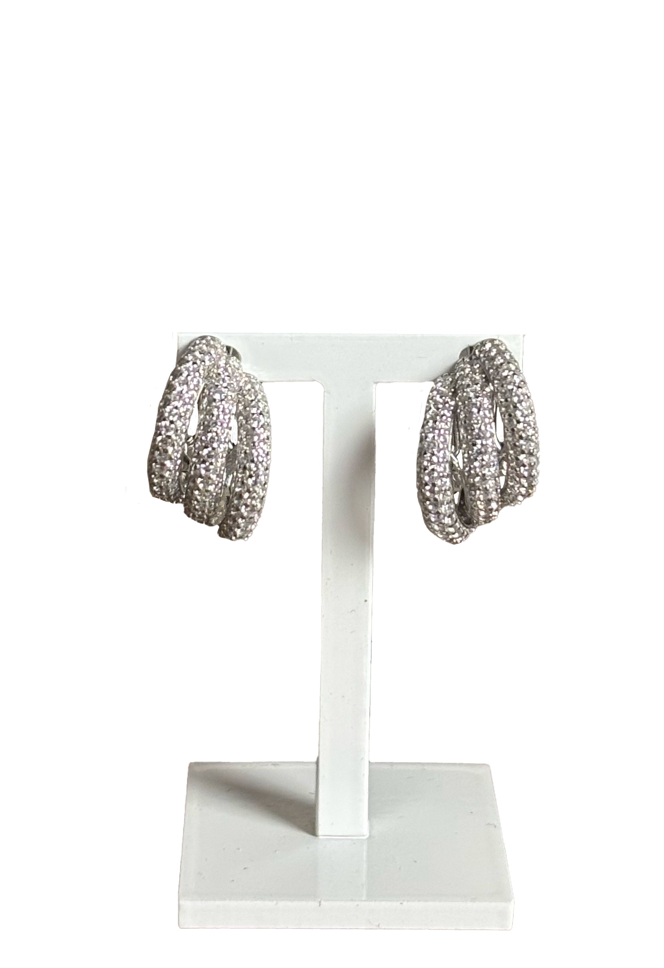 Orecchini cerchio zirconie pavé argento