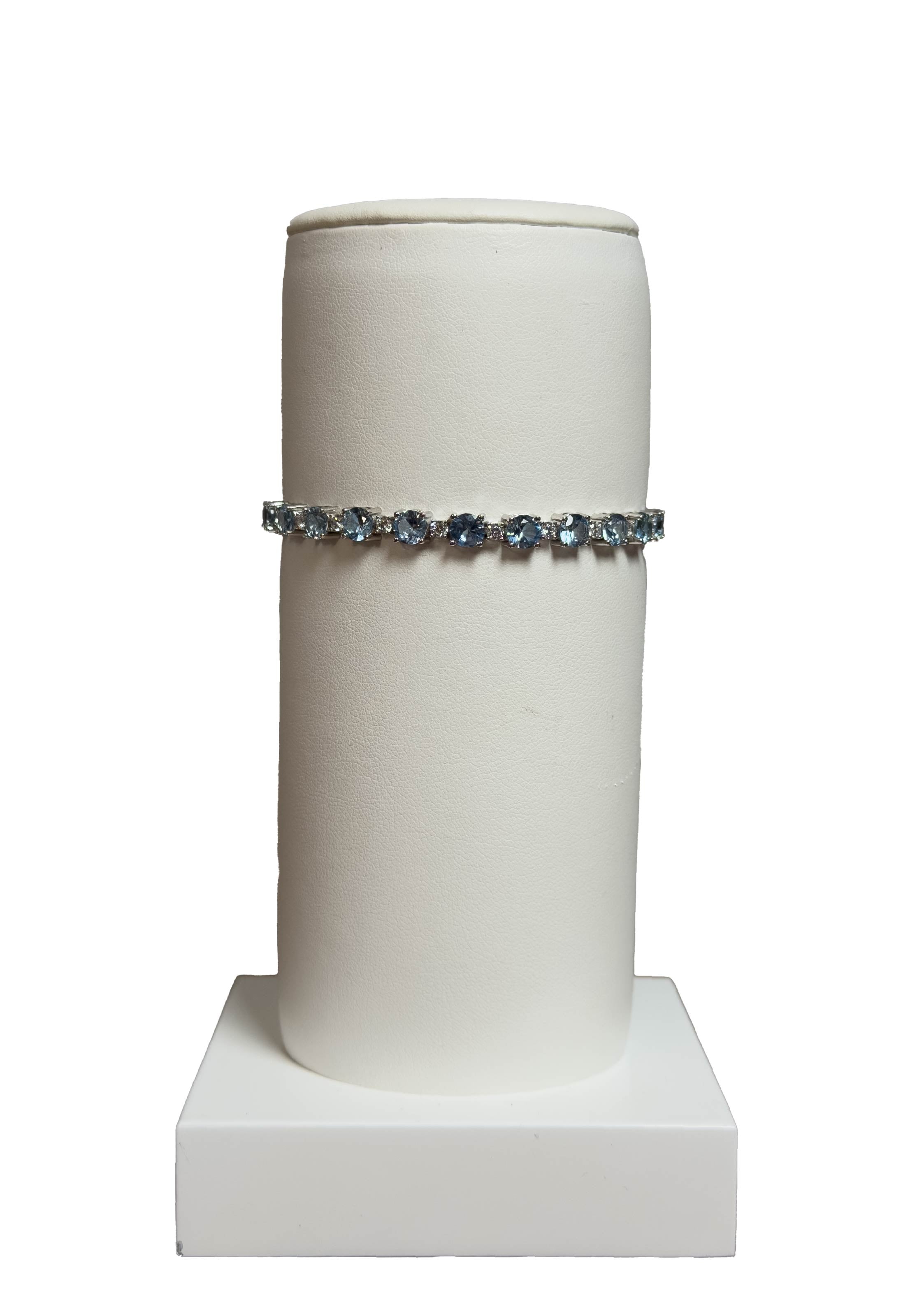 Bracciale tennis acquamarina e zirconi