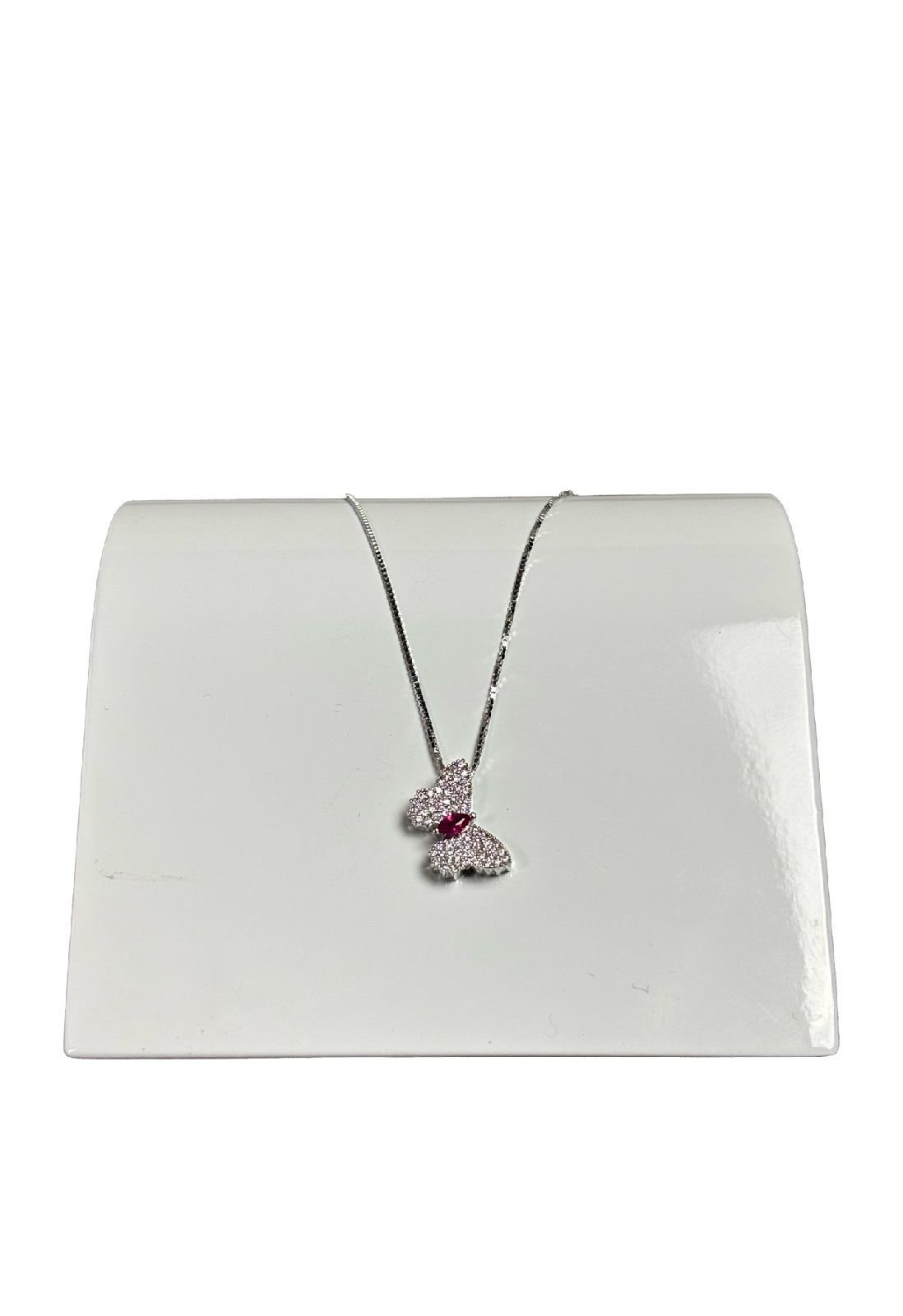 Girocollo farfalla brillanti rubino