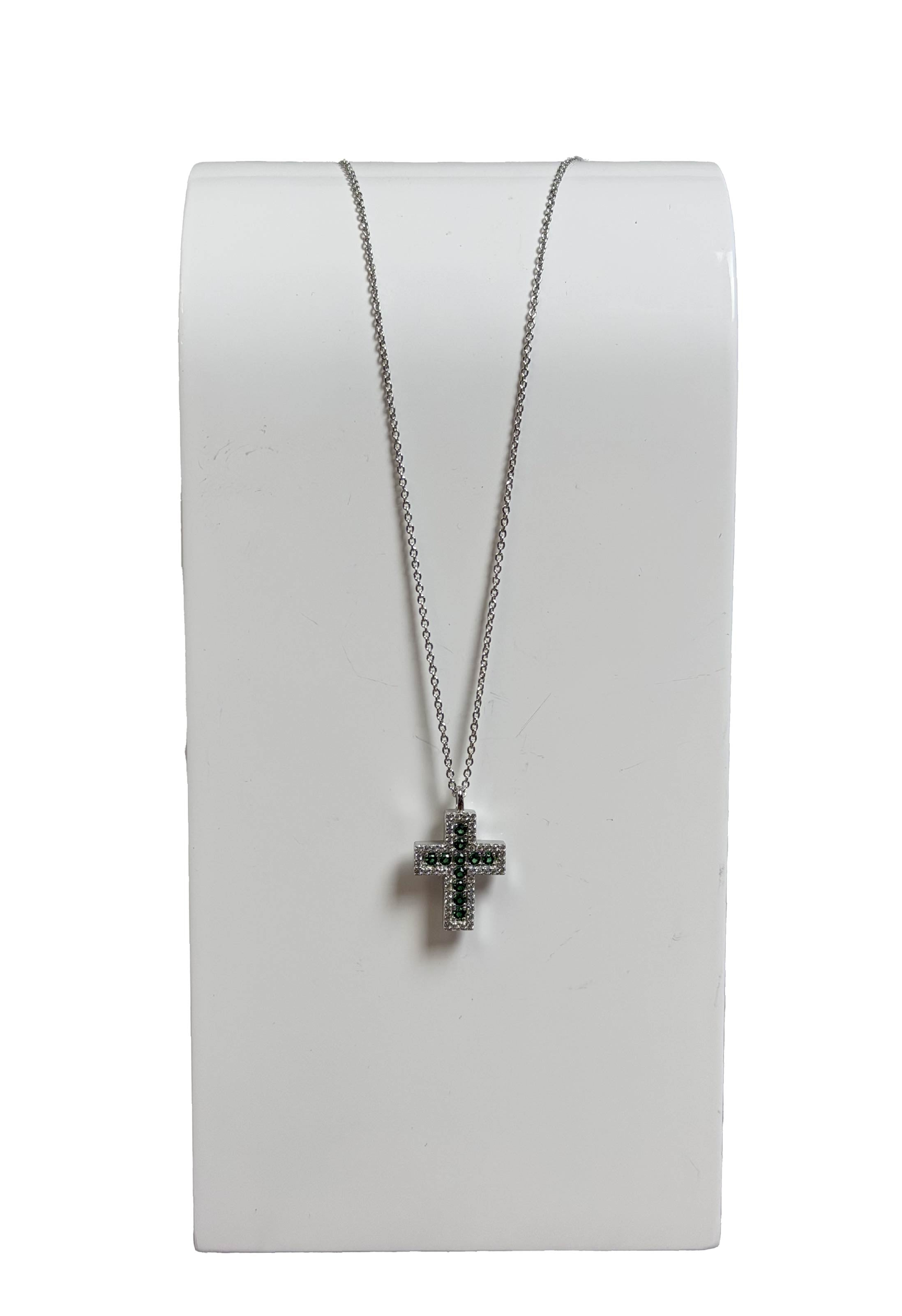 Girocollo croce quarzi verdi e zirconi Mabina
