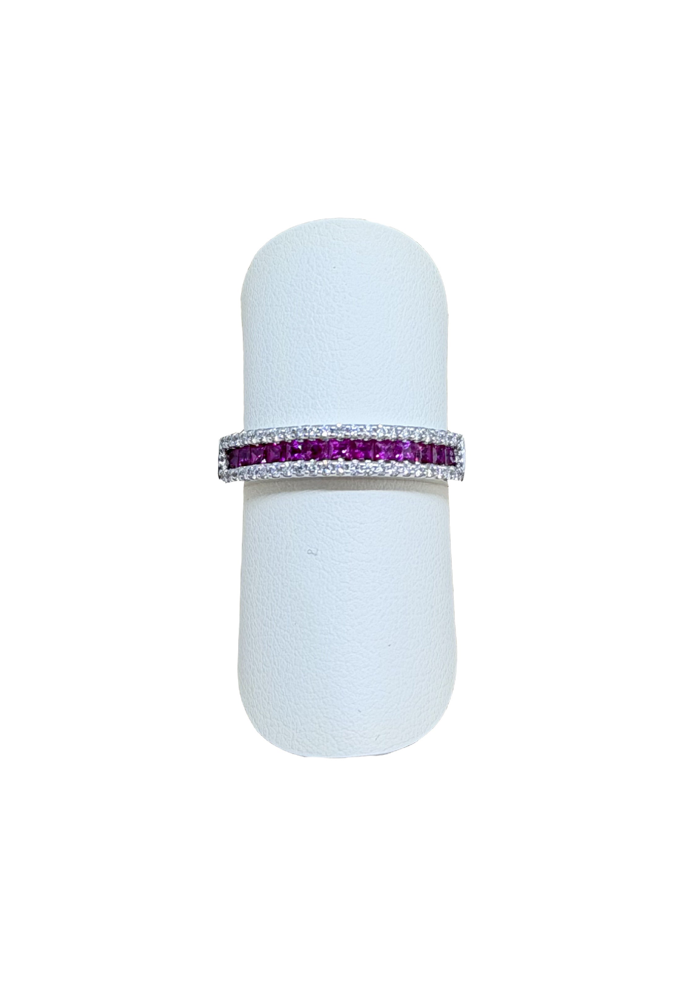 Anello fedina rubini e brillanti