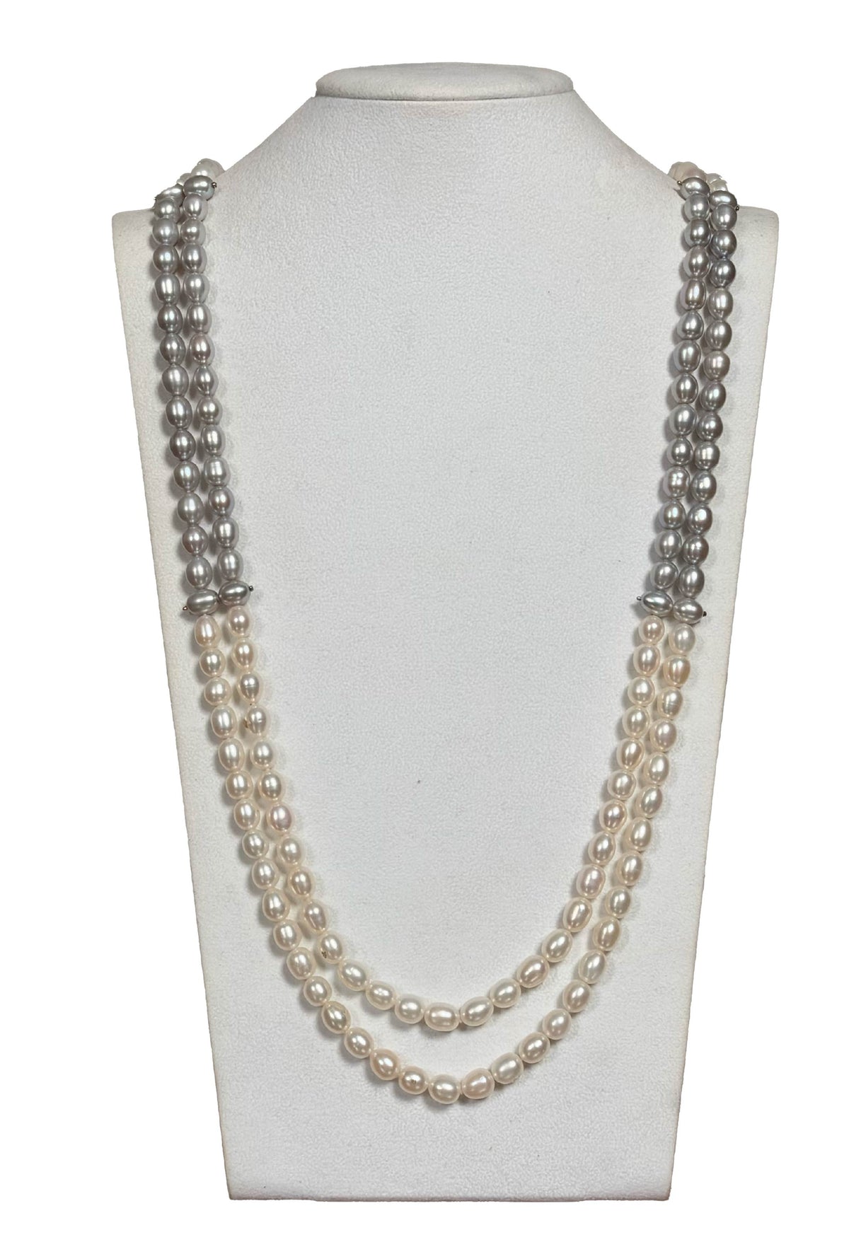 Collana doppio filo perle grigie naturali