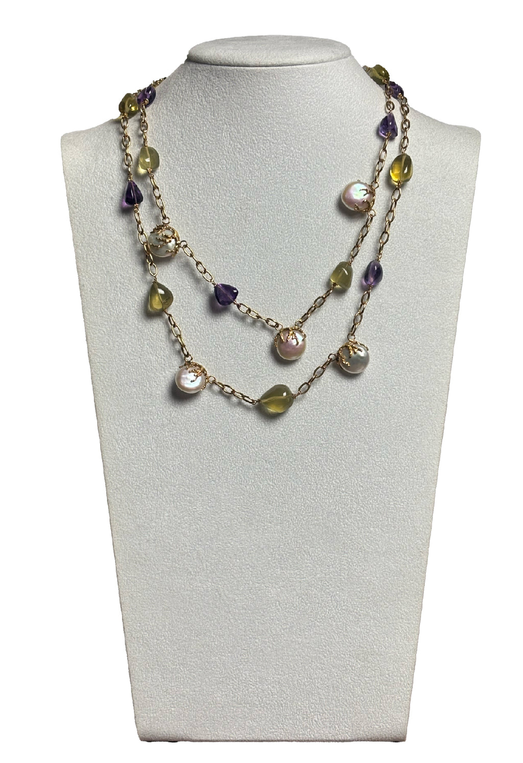 Girocollo ametista quarzo Lemon perle