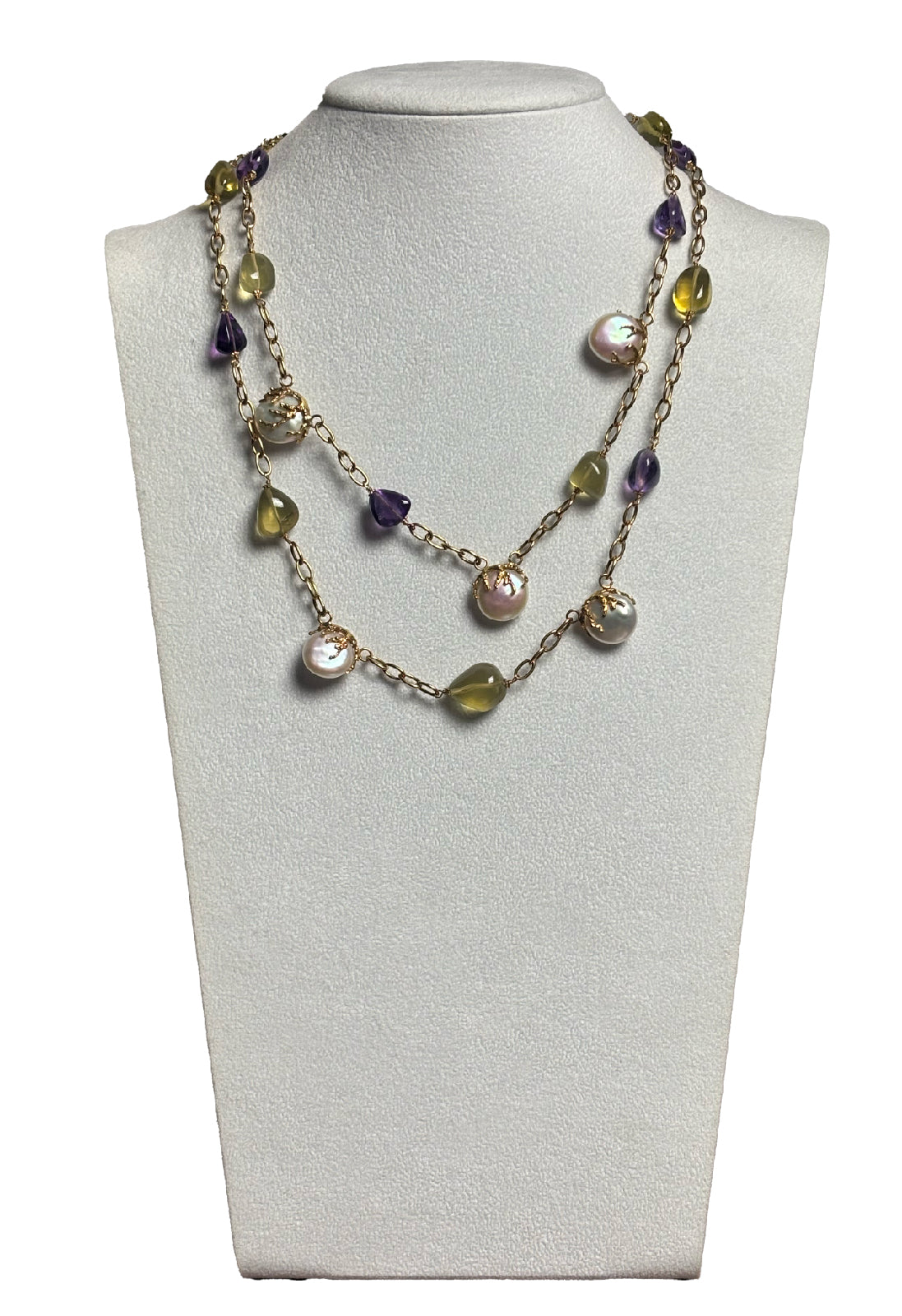 Girocollo ametista quarzo Lemon perle
