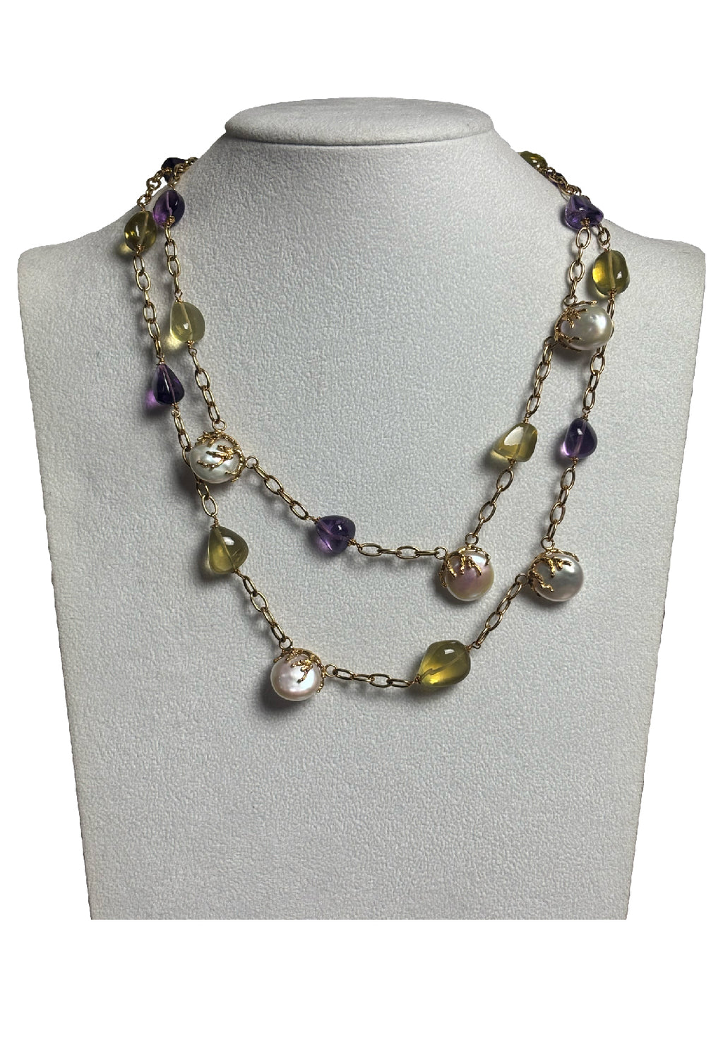 Girocollo ametista quarzo Lemon perle