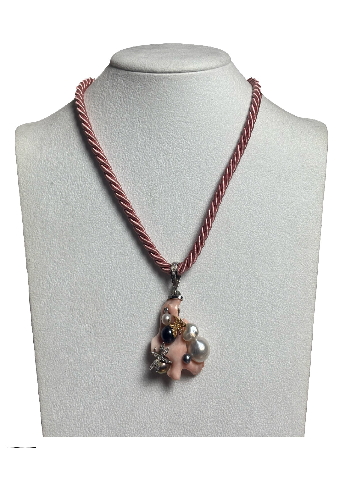 Ciondolo ramo corallo e brillanti