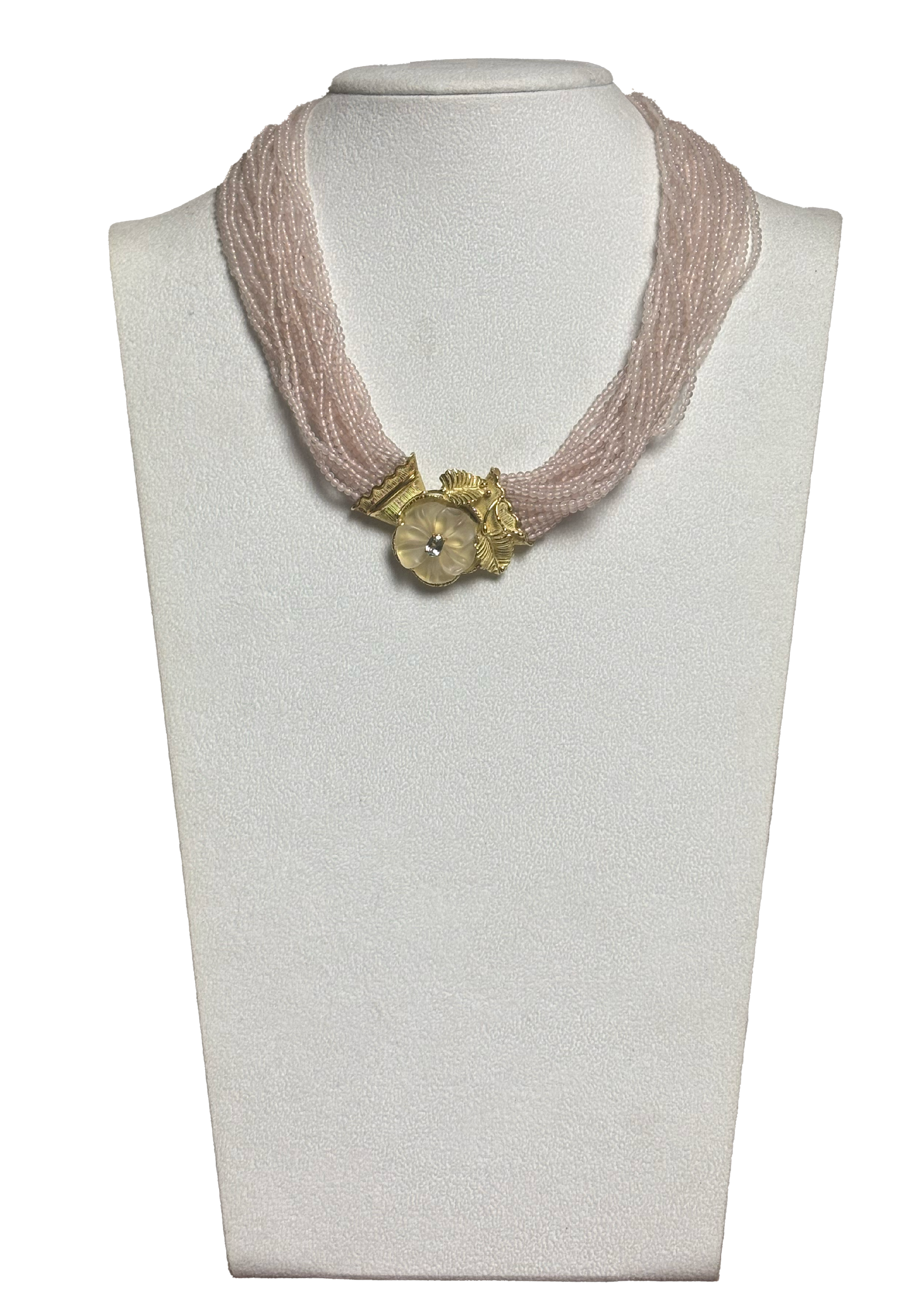 Collana multifidi quarzo rosa cristallo rocca