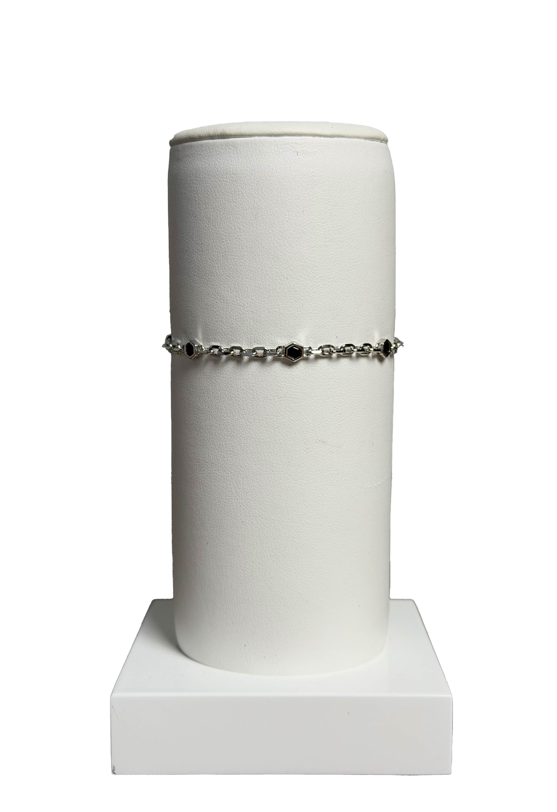 Bracciale uomo catena e zirconi neri