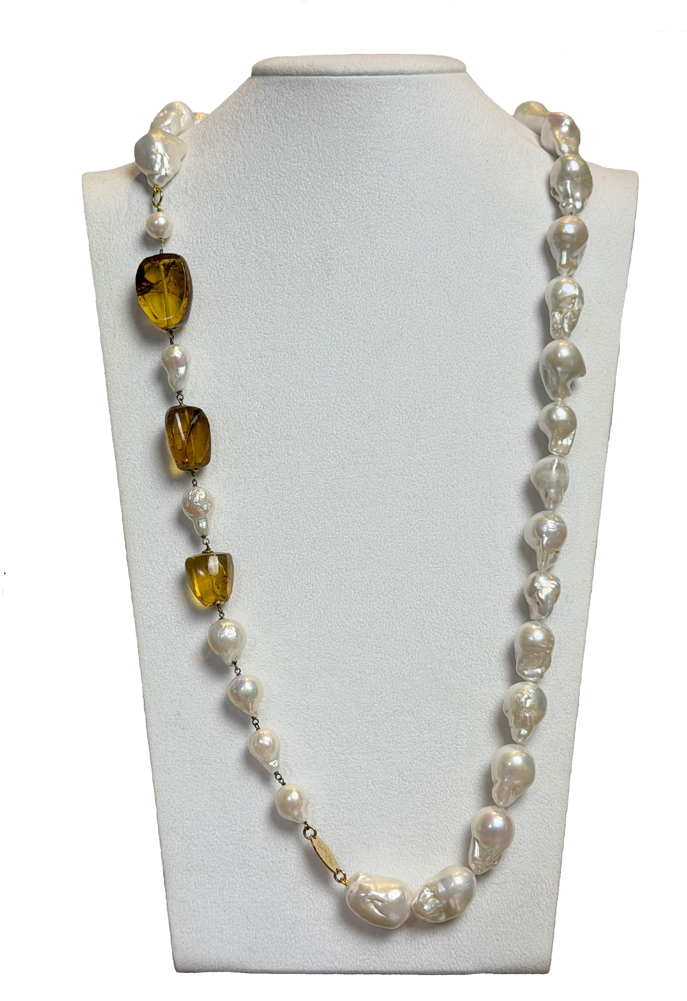 Collana perle barocche e ambra