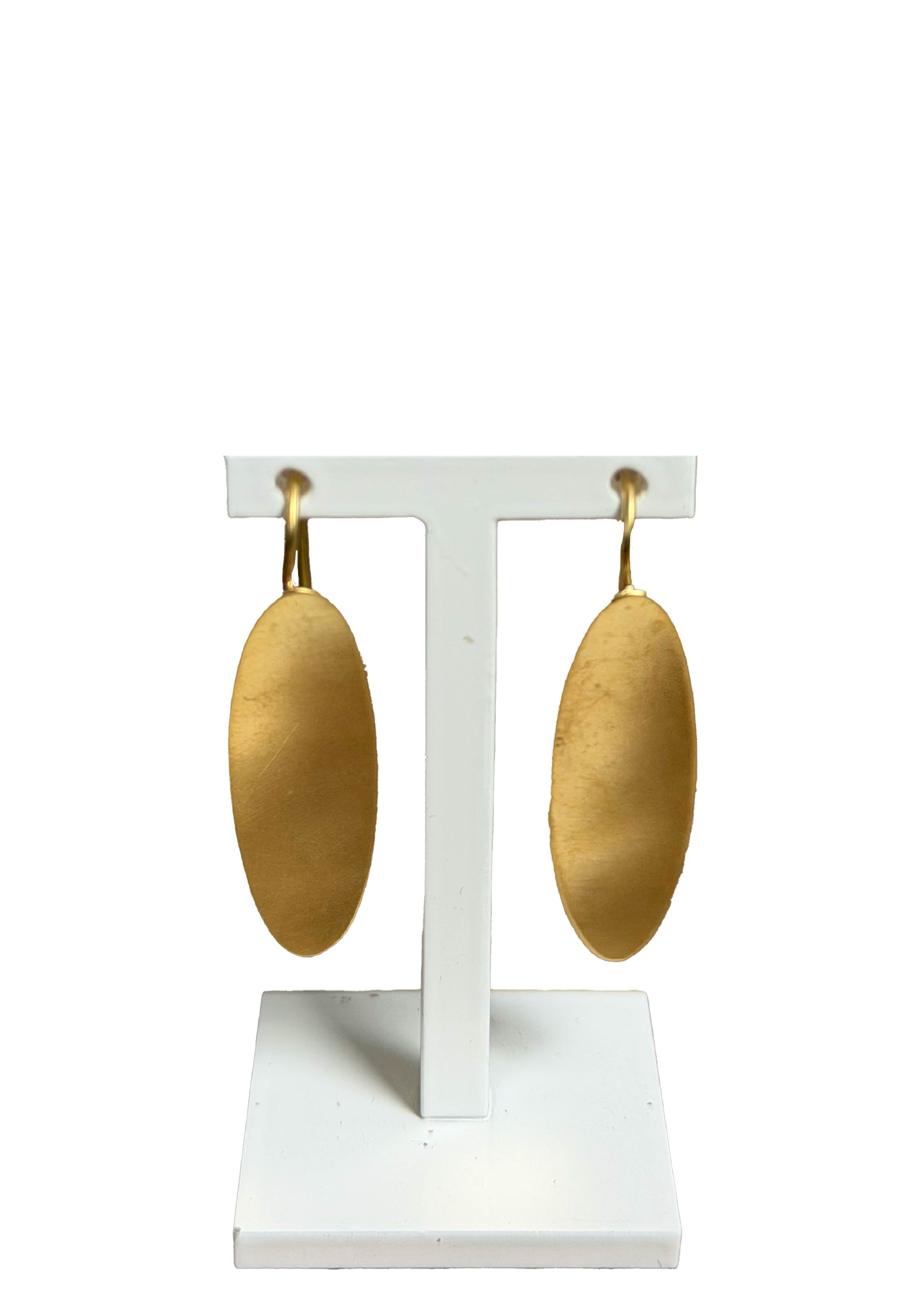 Orecchini ovali argento sabbiato oro
