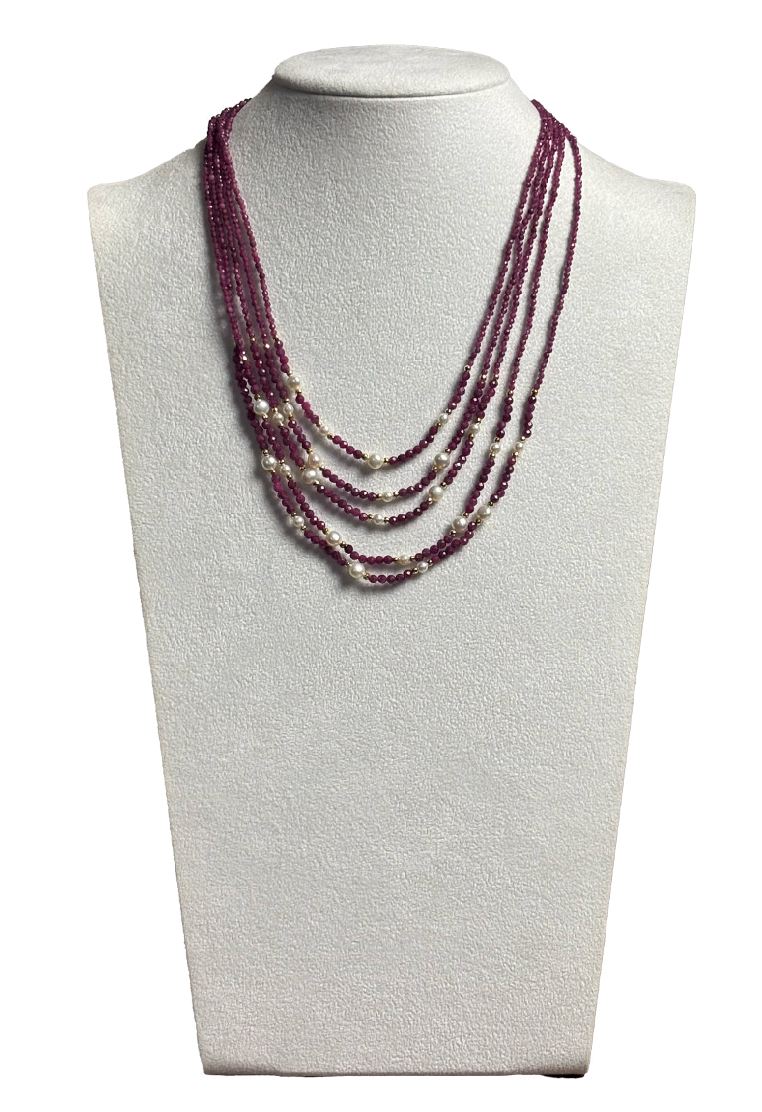 Collana Rajola Collezione Magic rubini e perle