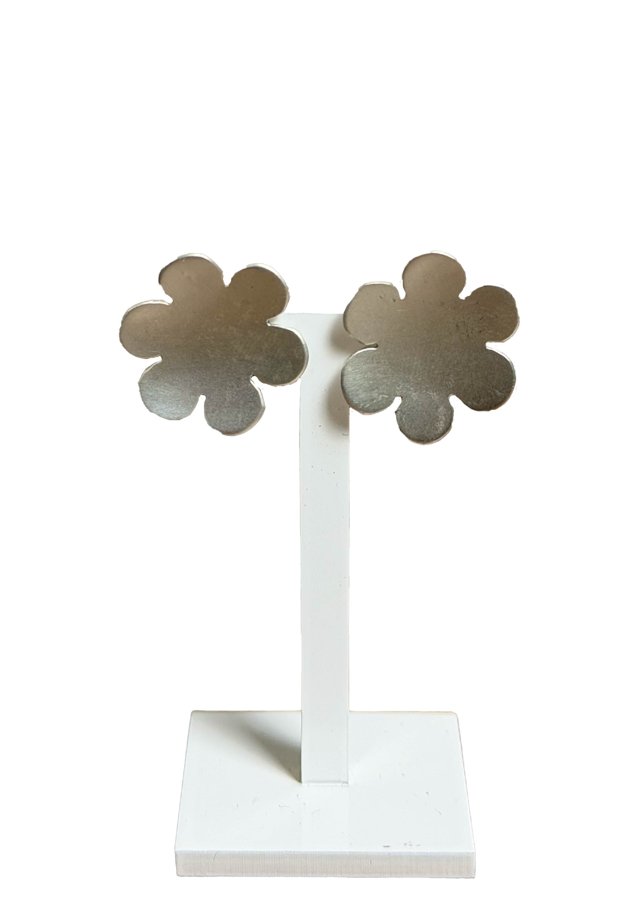 Orecchini a fiore argento sabbiato