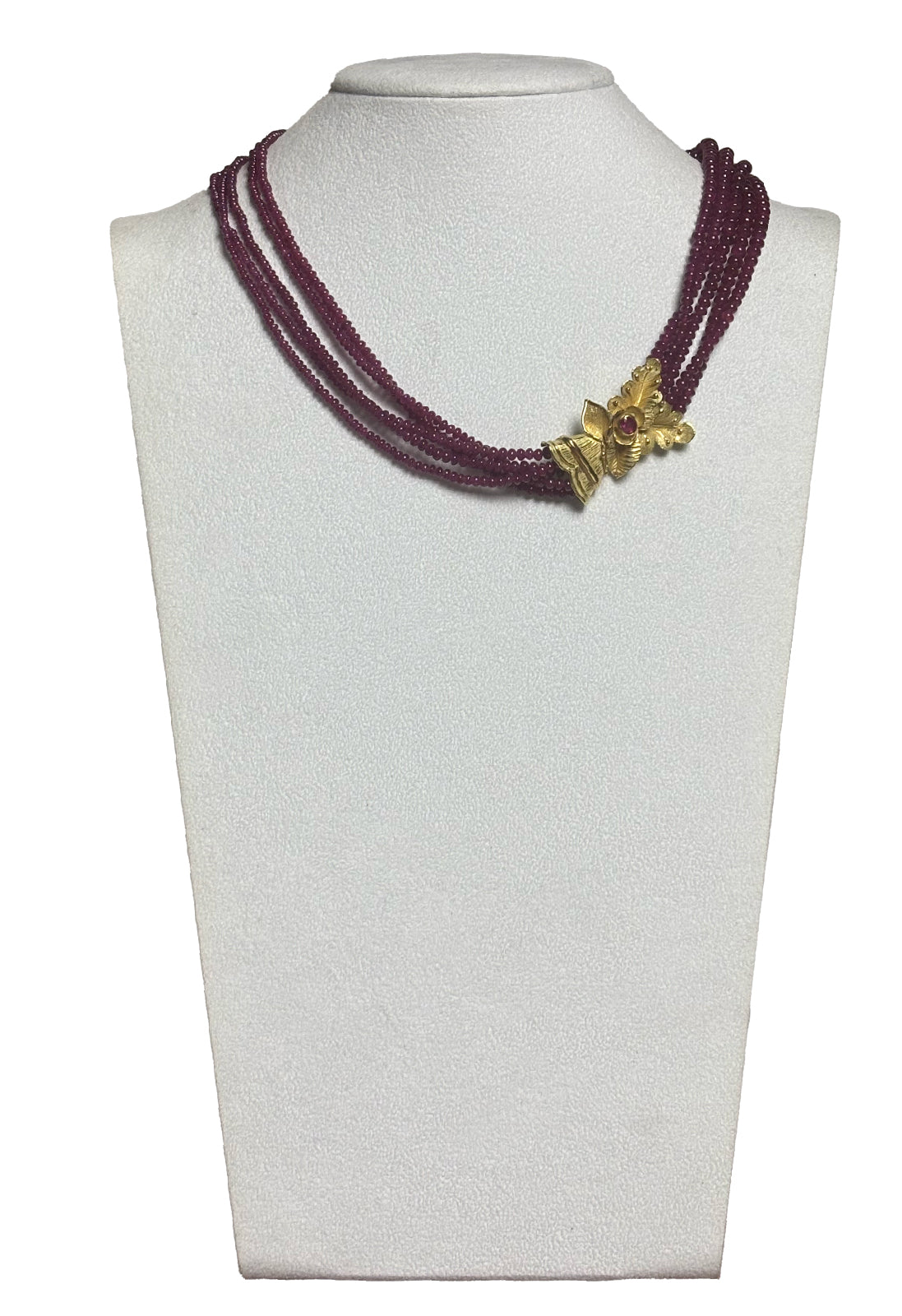 Collana rubini chiusura oro giallo artigianale