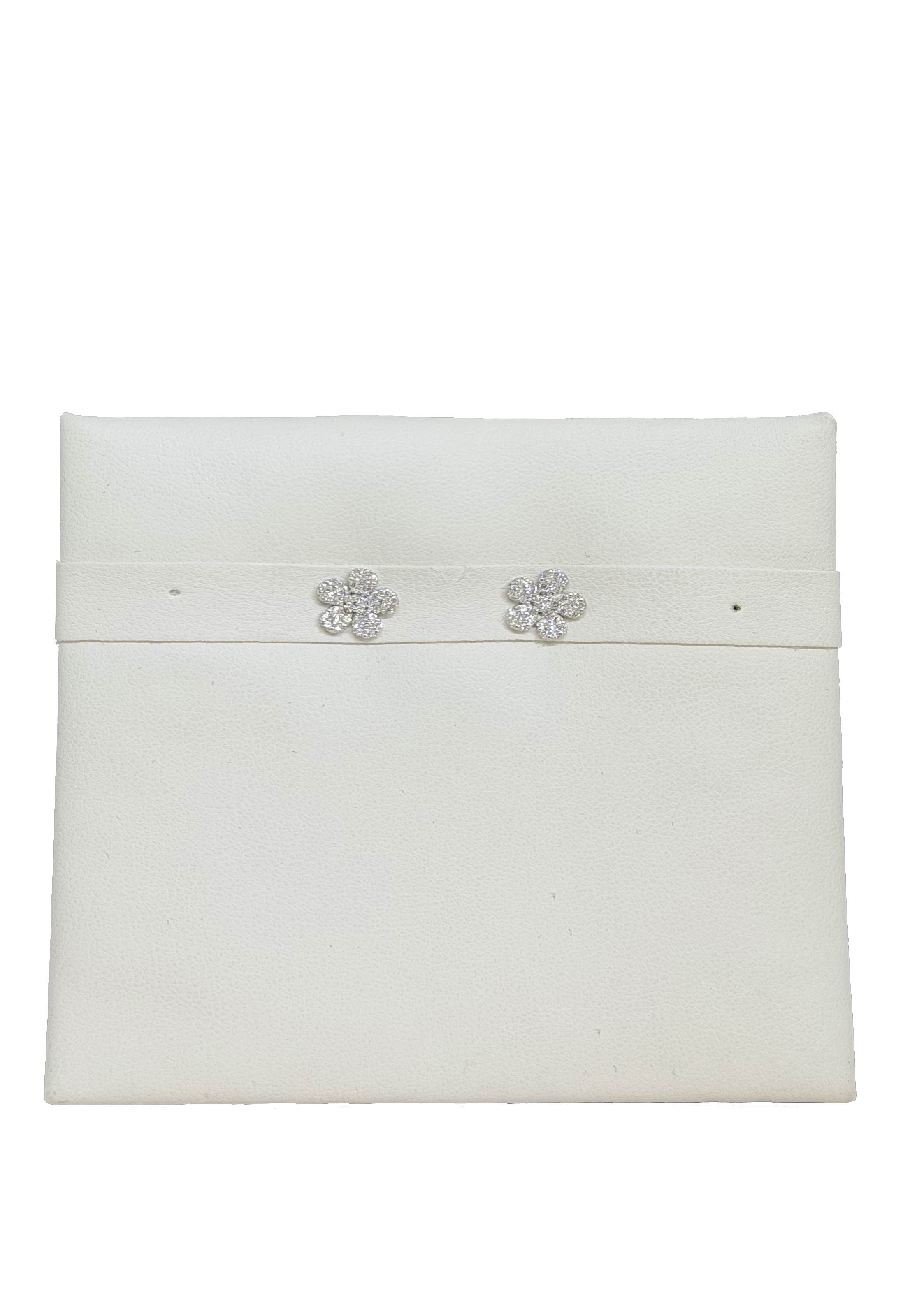 Orecchini fiore oro bianco e brillanti