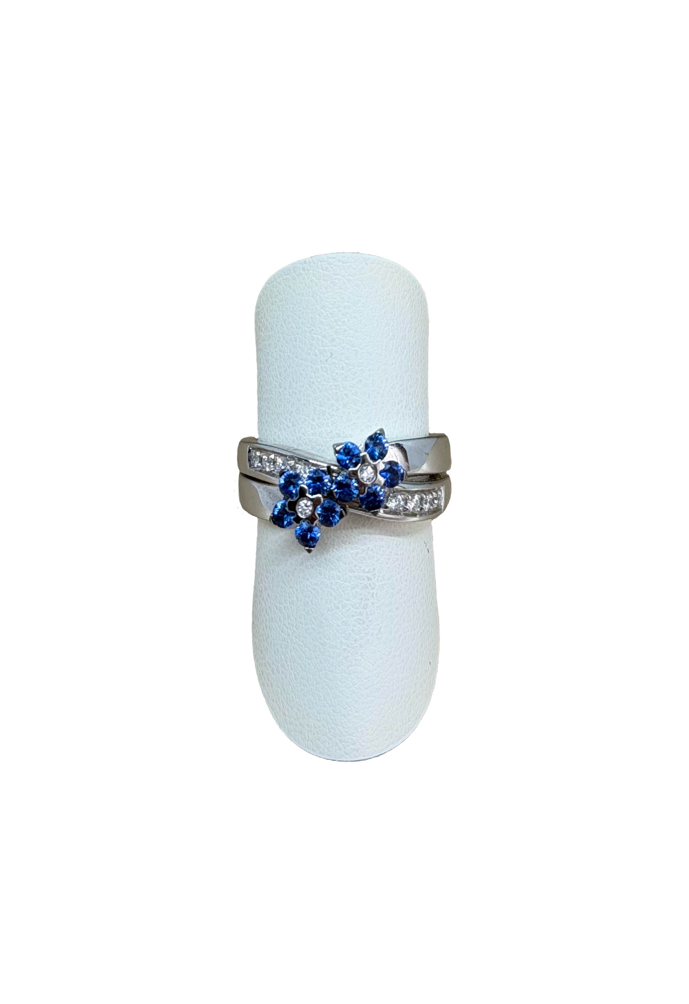 Anello fiori zaffiro e brillanti