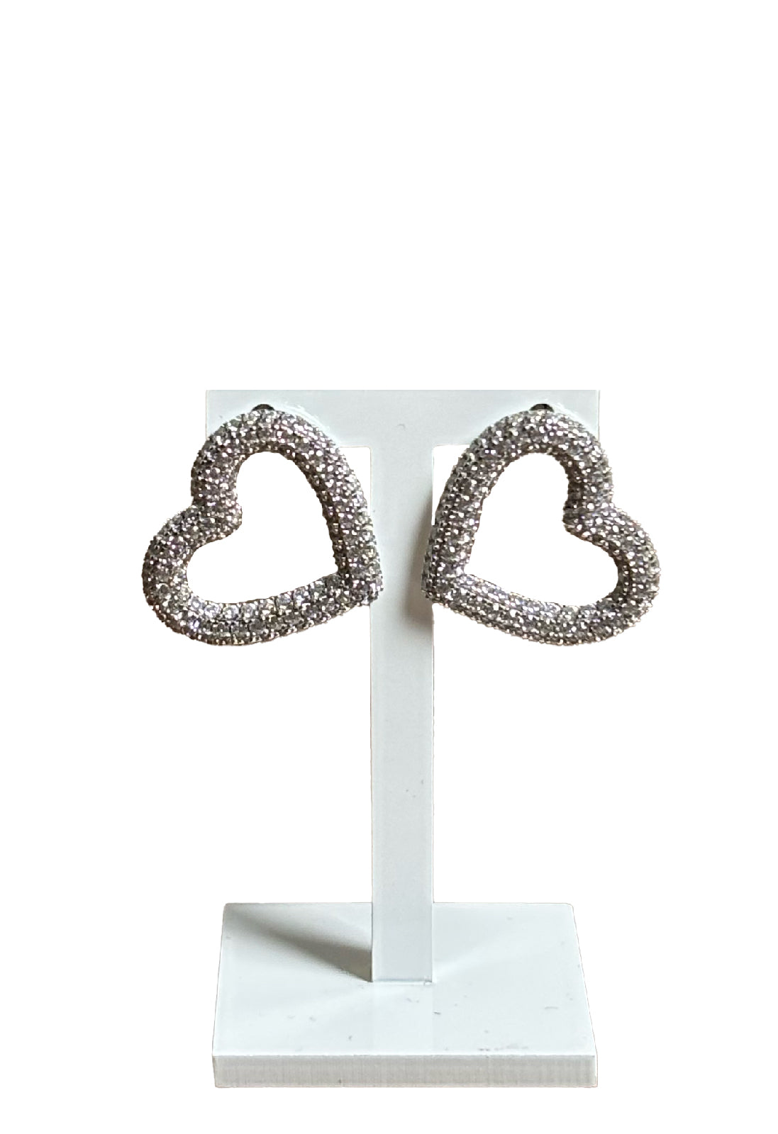 Orecchini cuore argento zirconi